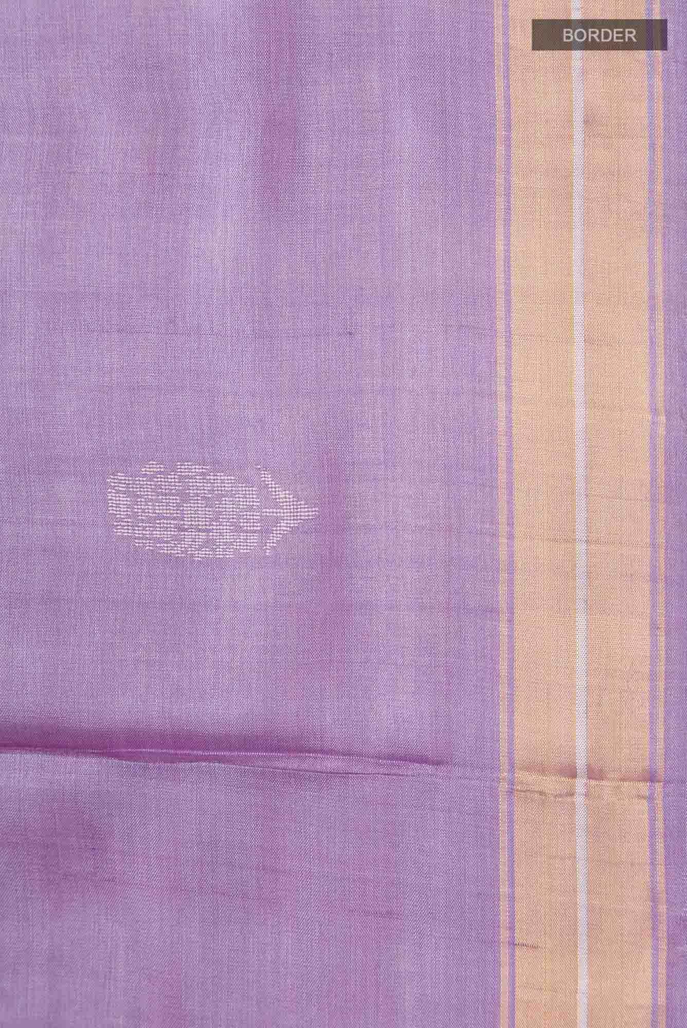 Basket of Lavender Flowers -Bhagalpuri Tussar Silk Saree in Lavender Color