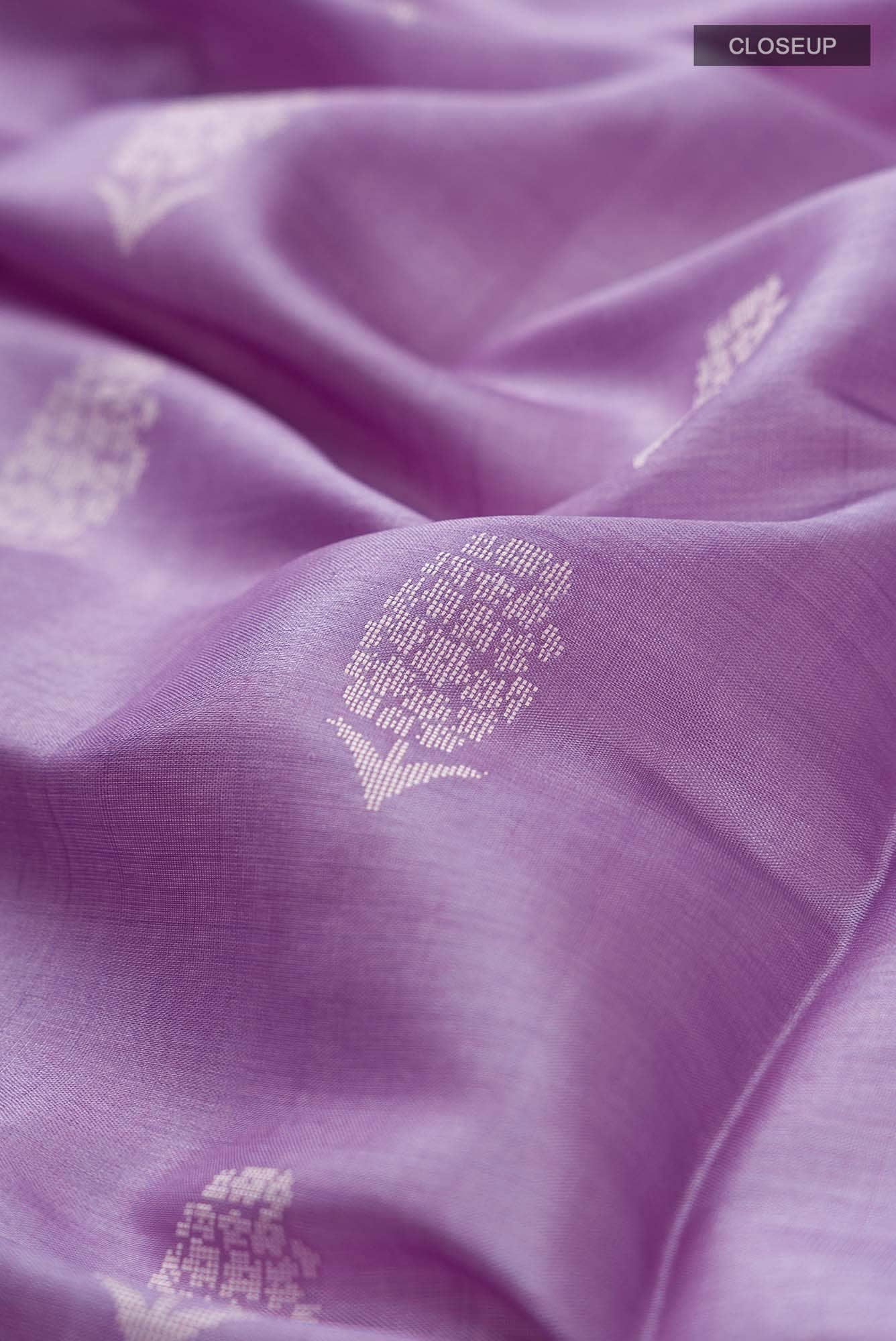 Basket of Lavender Flowers -Bhagalpuri Tussar Silk Saree in Lavender Color