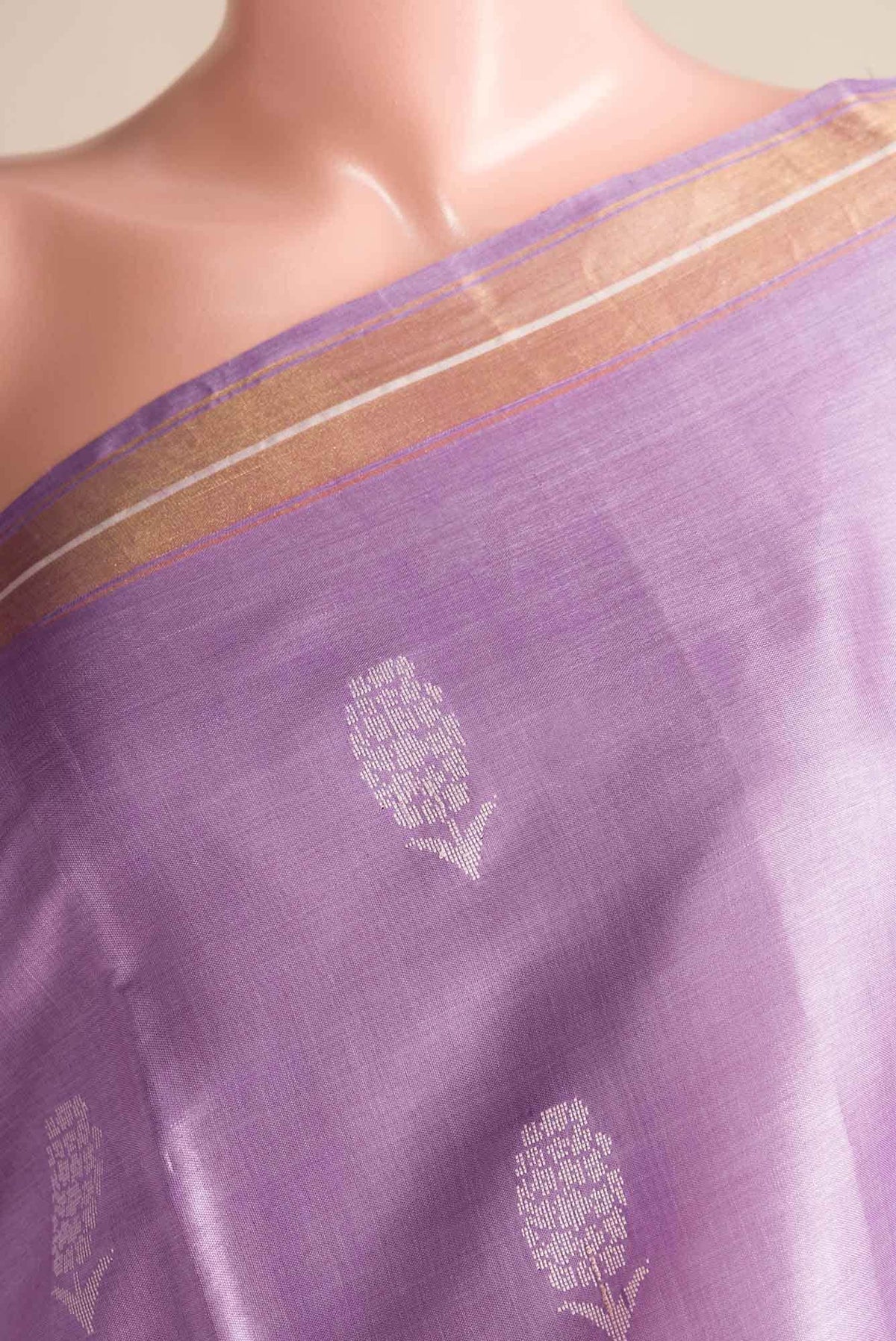 Basket of Lavender Flowers -Bhagalpuri Tussar Silk Saree in Lavender Color