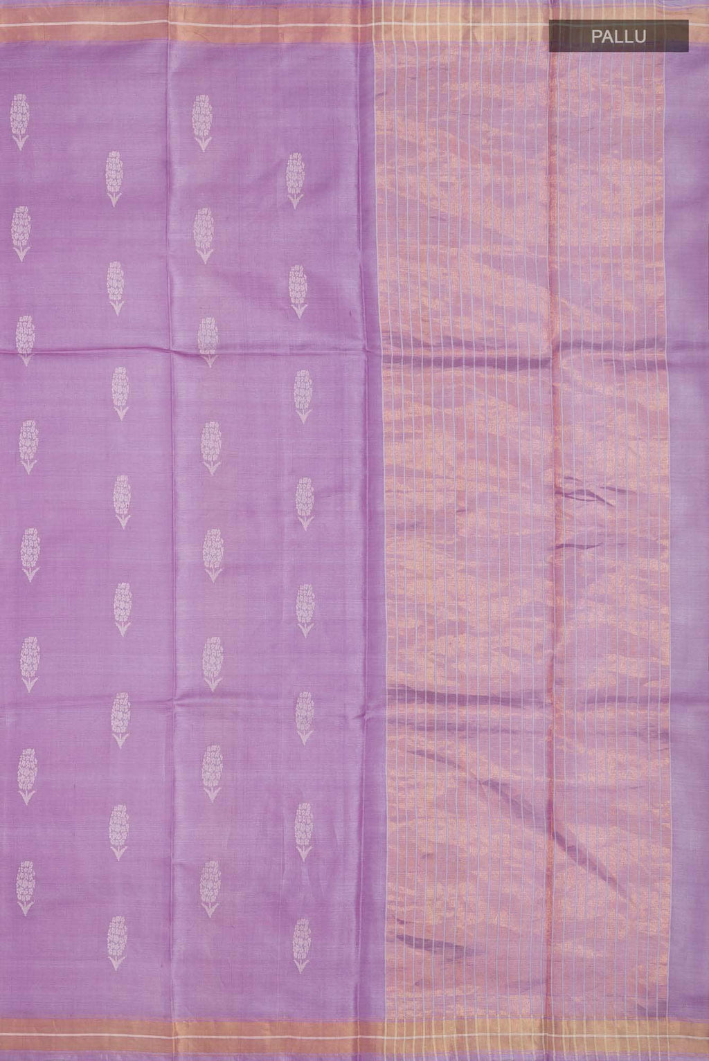 Basket of Lavender Flowers -Bhagalpuri Tussar Silk Saree in Lavender Color