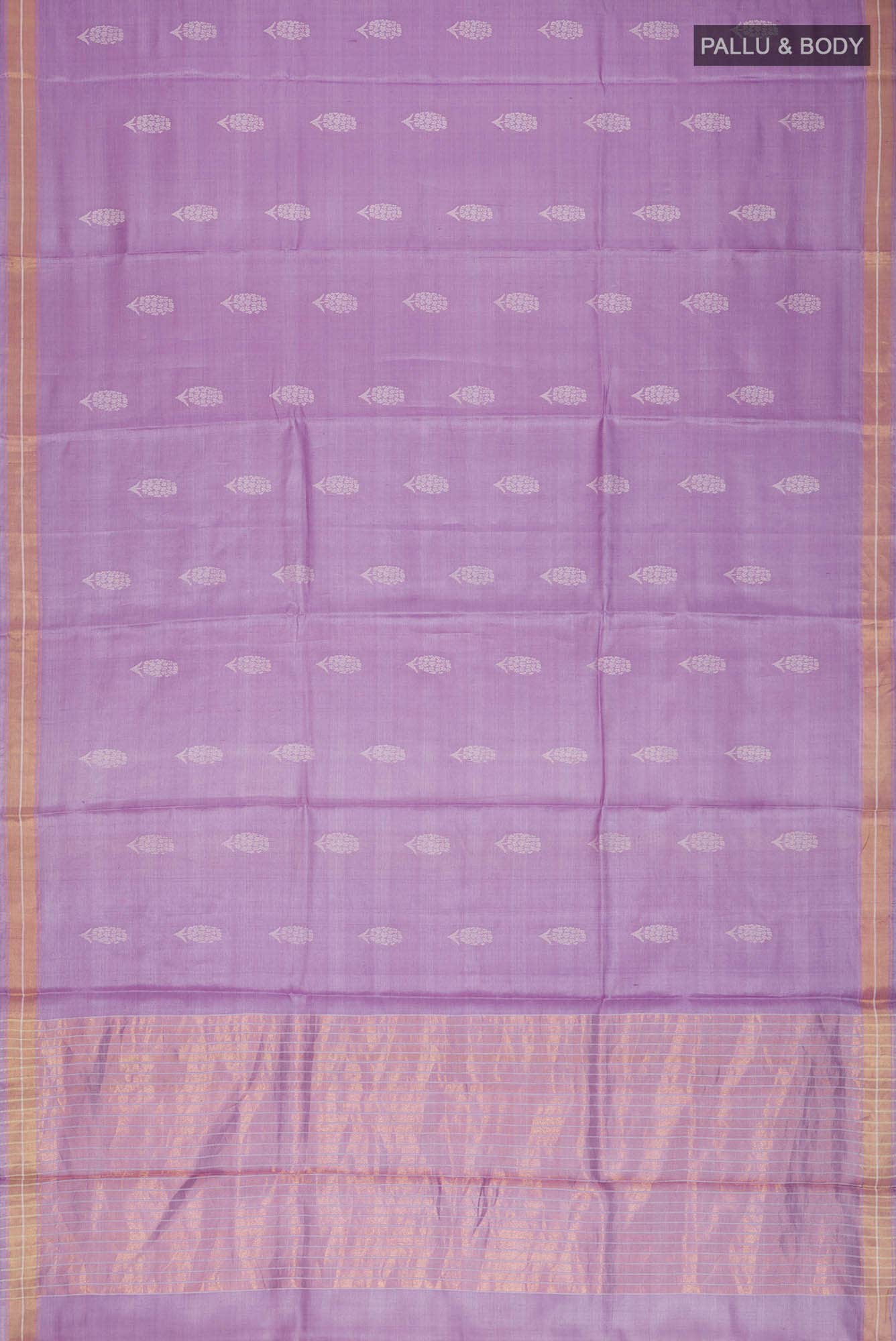 Basket of Lavender Flowers -Bhagalpuri Tussar Silk Saree in Lavender Color