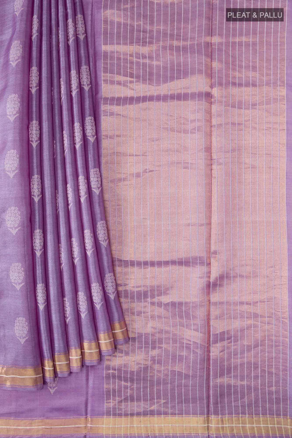 Basket of Lavender Flowers -Bhagalpuri Tussar Silk Saree in Lavender Color