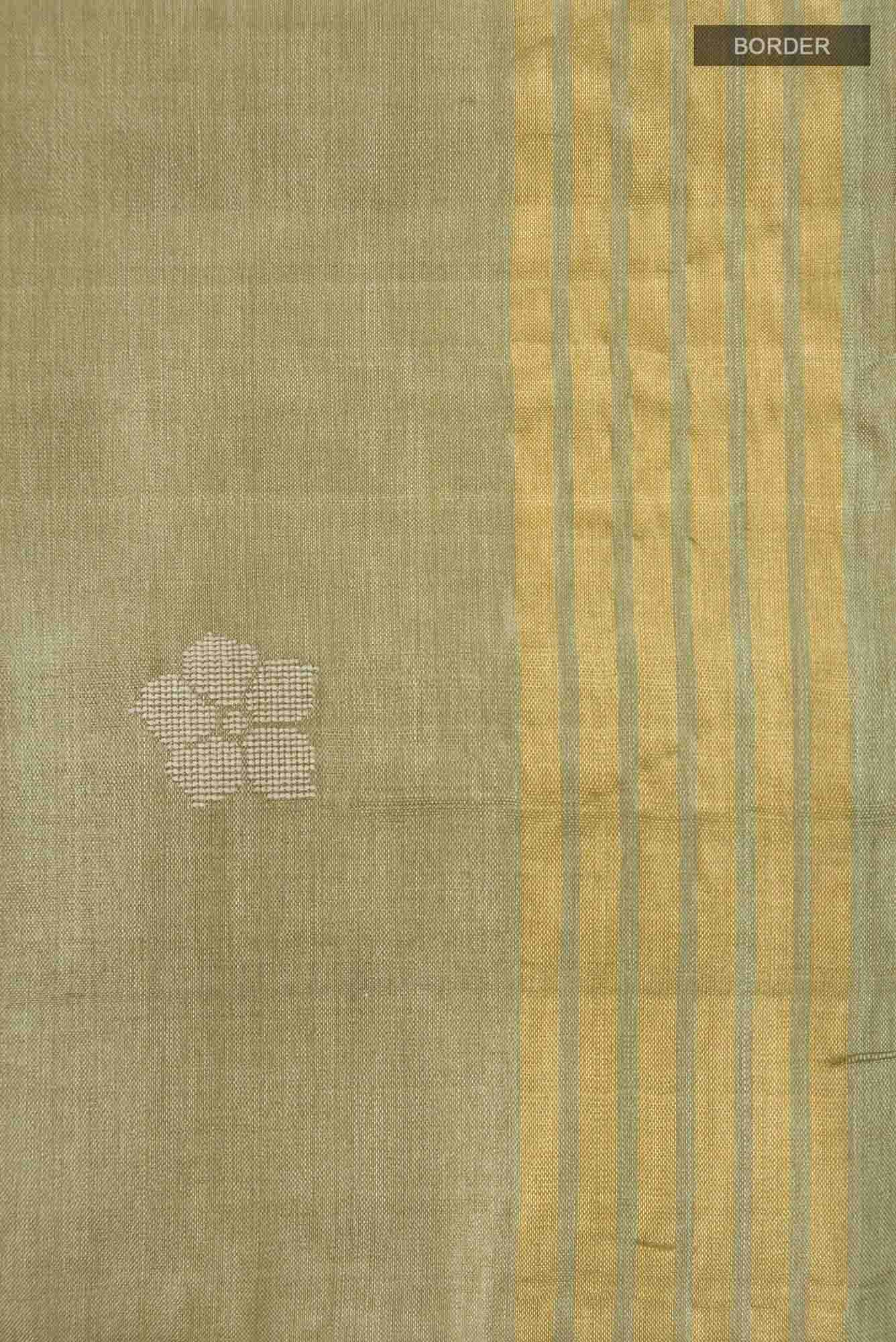 Dance of Dragonfly-Green Bhagalpuri Tussar Silk Saree