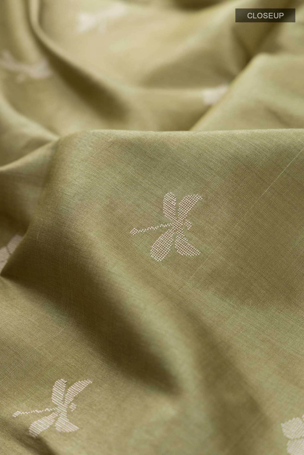 Dance of Dragonfly-Green Bhagalpuri Tussar Silk Saree
