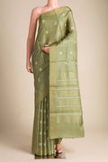 Dance of Dragonfly-Green Bhagalpuri Tussar Silk Saree