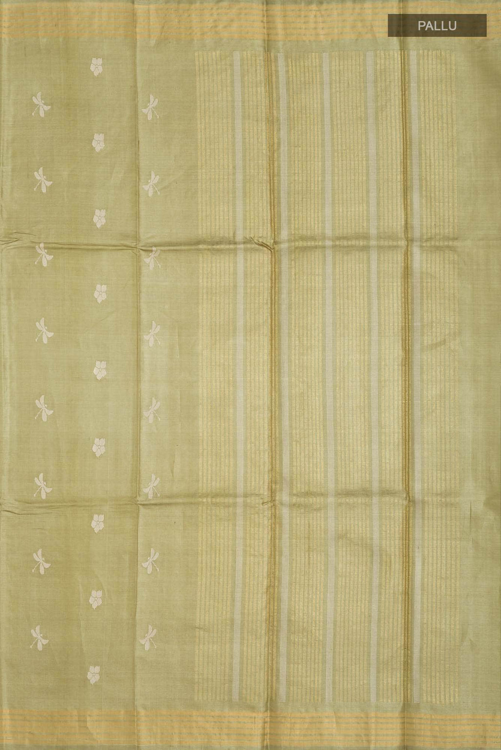 Dance of Dragonfly-Green Bhagalpuri Tussar Silk Saree