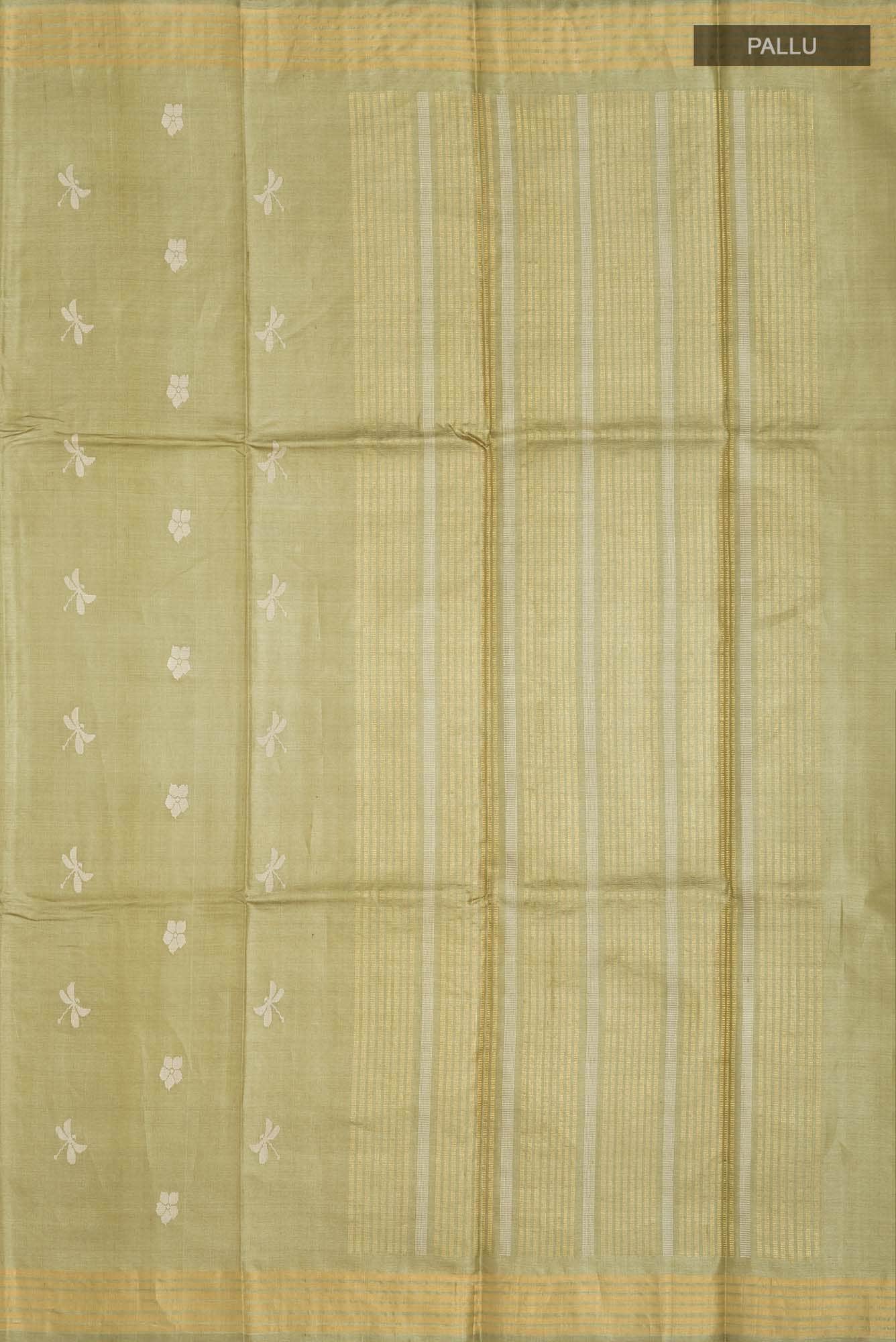 Dance of Dragonfly-Green Bhagalpuri Tussar Silk Saree