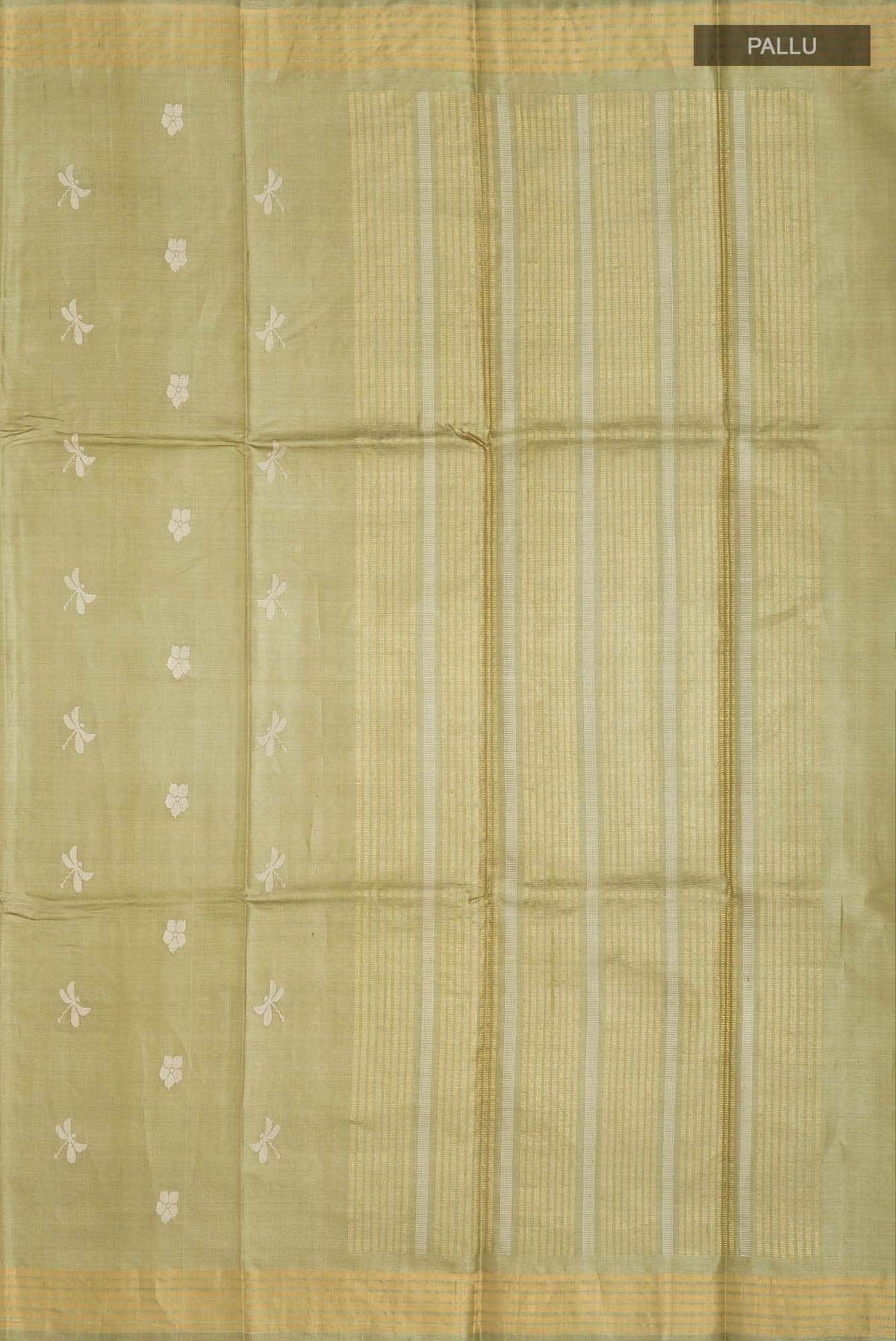 Dance of Dragonfly-Green Bhagalpuri Tussar Silk Saree