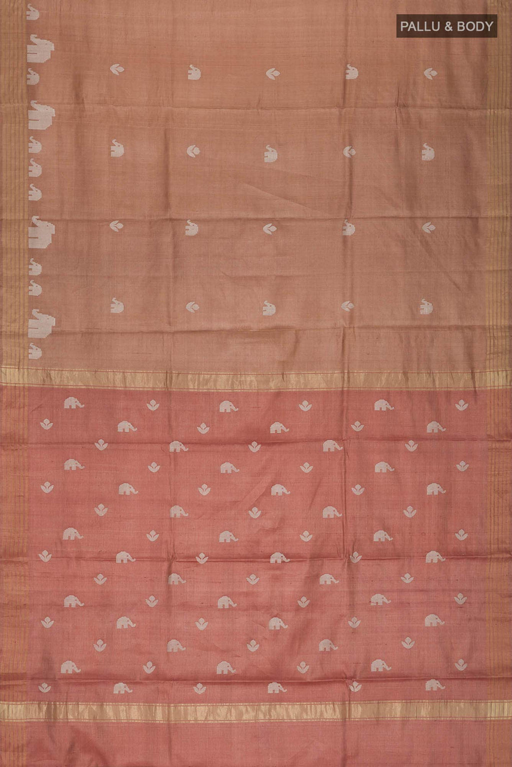 Elephant Whispers-Brown Bhagalpuri Tussar Silk Saree