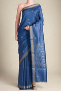 Breeze of Ease-Blue Bhagalpuri Tussar Silk Saree