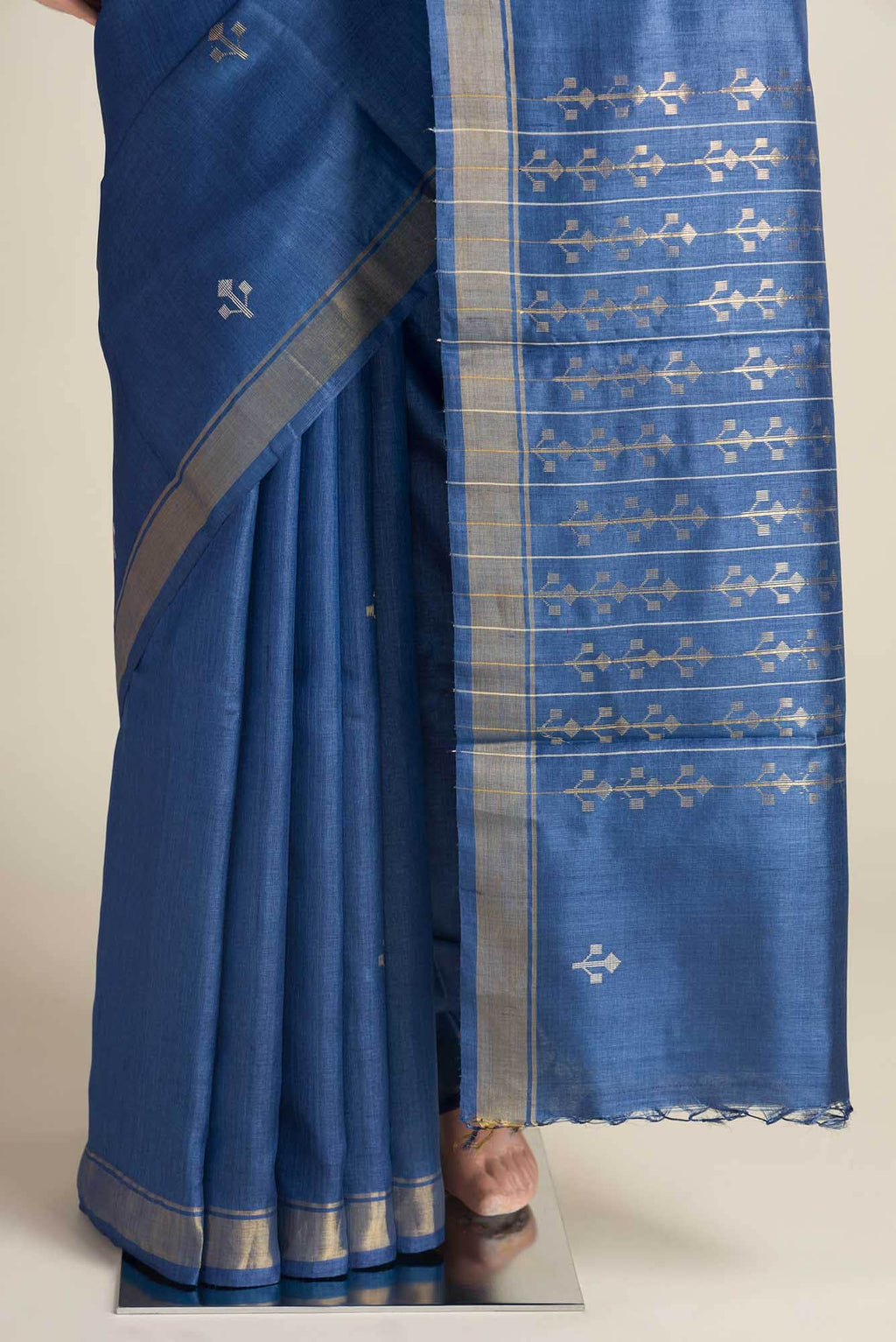 Breeze of Ease-Blue Bhagalpuri Tussar Silk Saree