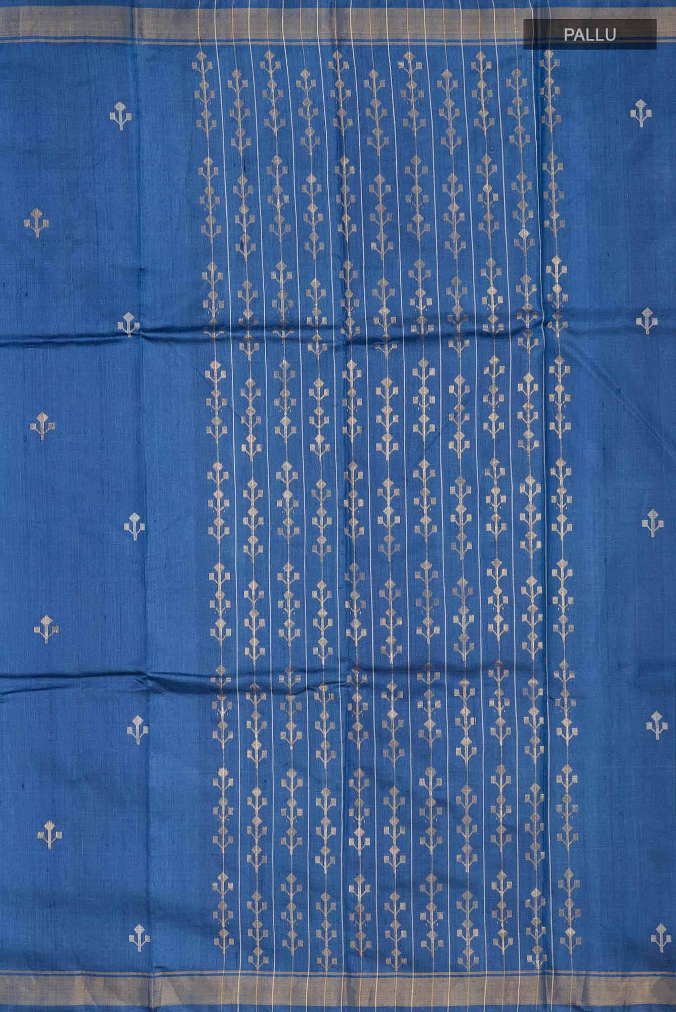 Breeze of Ease-Blue Bhagalpuri Tussar Silk Saree