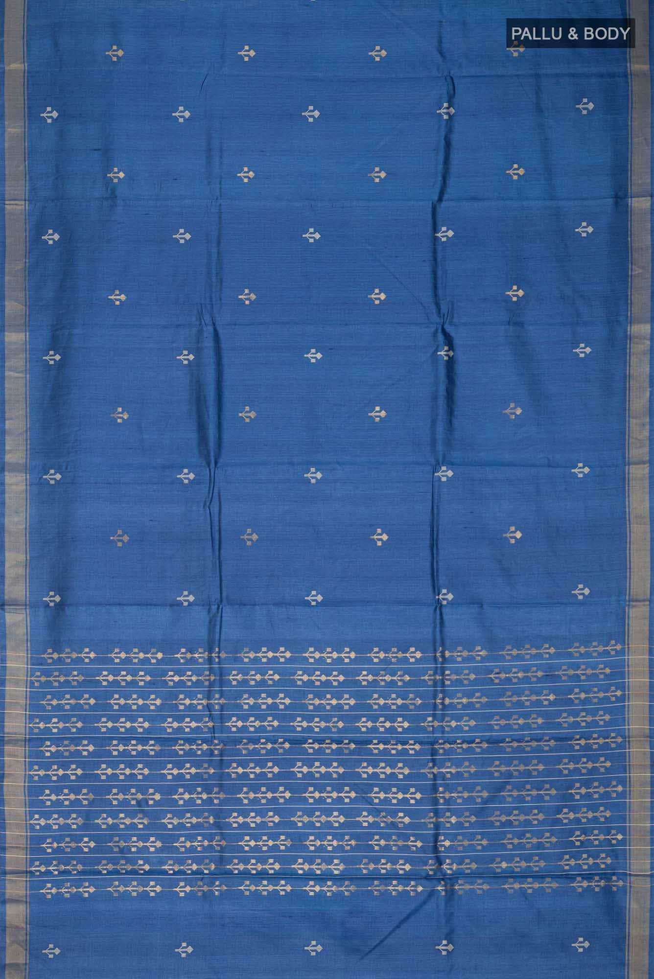 Breeze of Ease-Blue Bhagalpuri Tussar Silk Saree