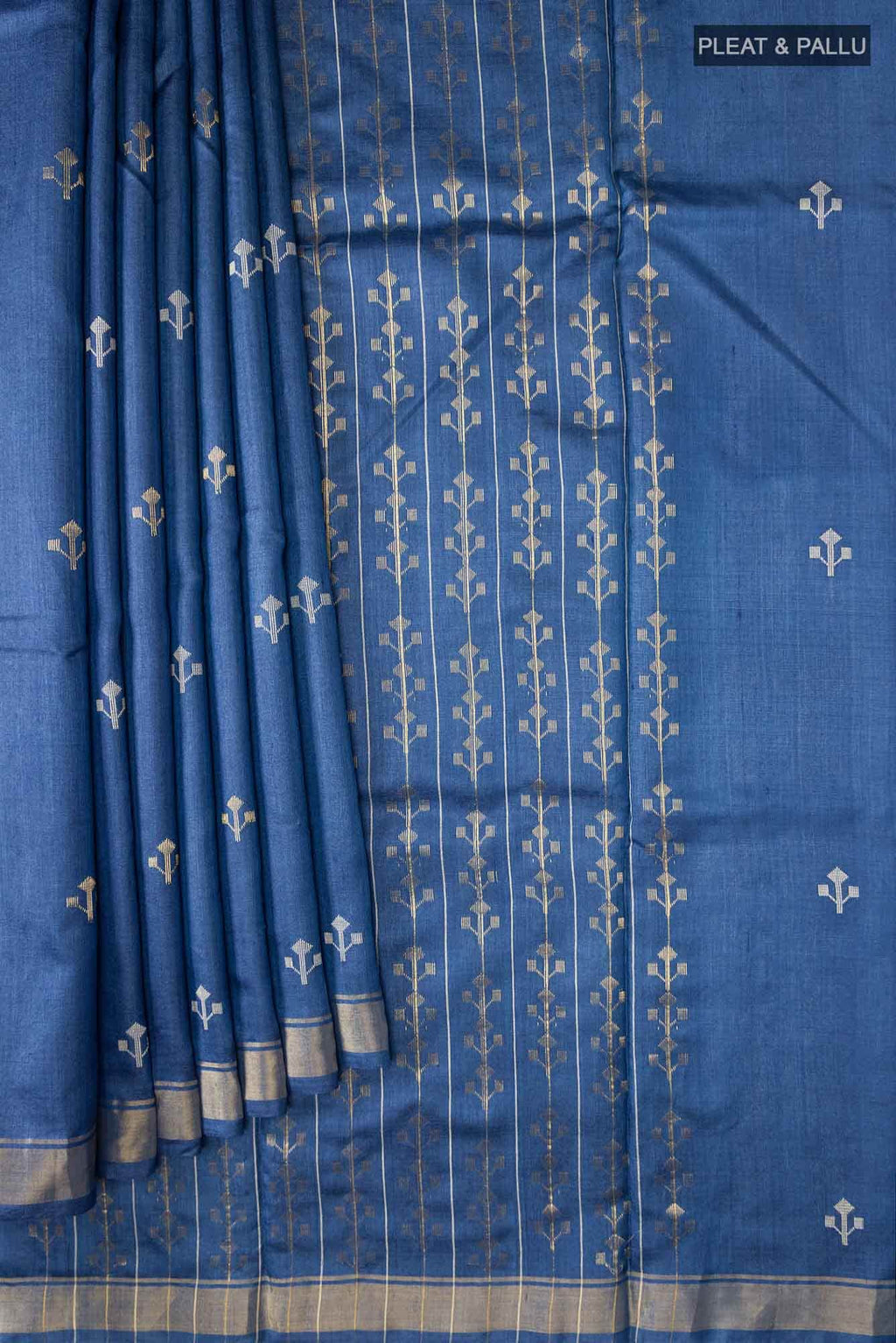 Breeze of Ease-Blue Bhagalpuri Tussar Silk Saree