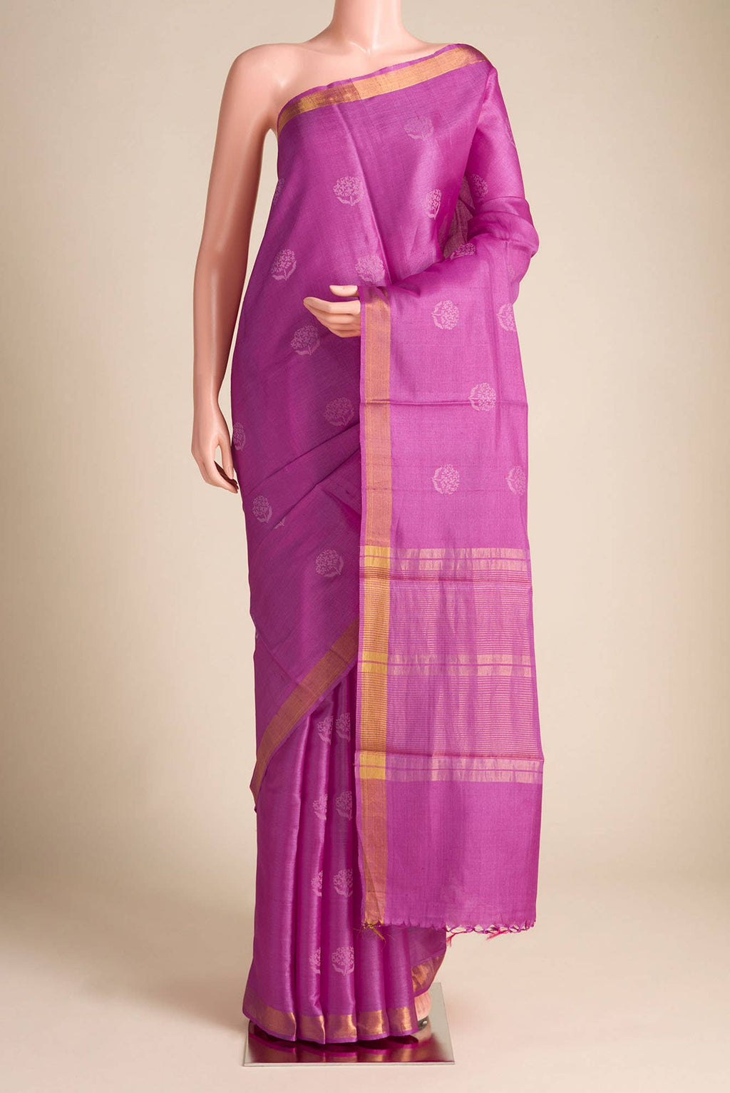 Orchard Orchestra-Pink Bhagalpuri Tussar Silk Saree