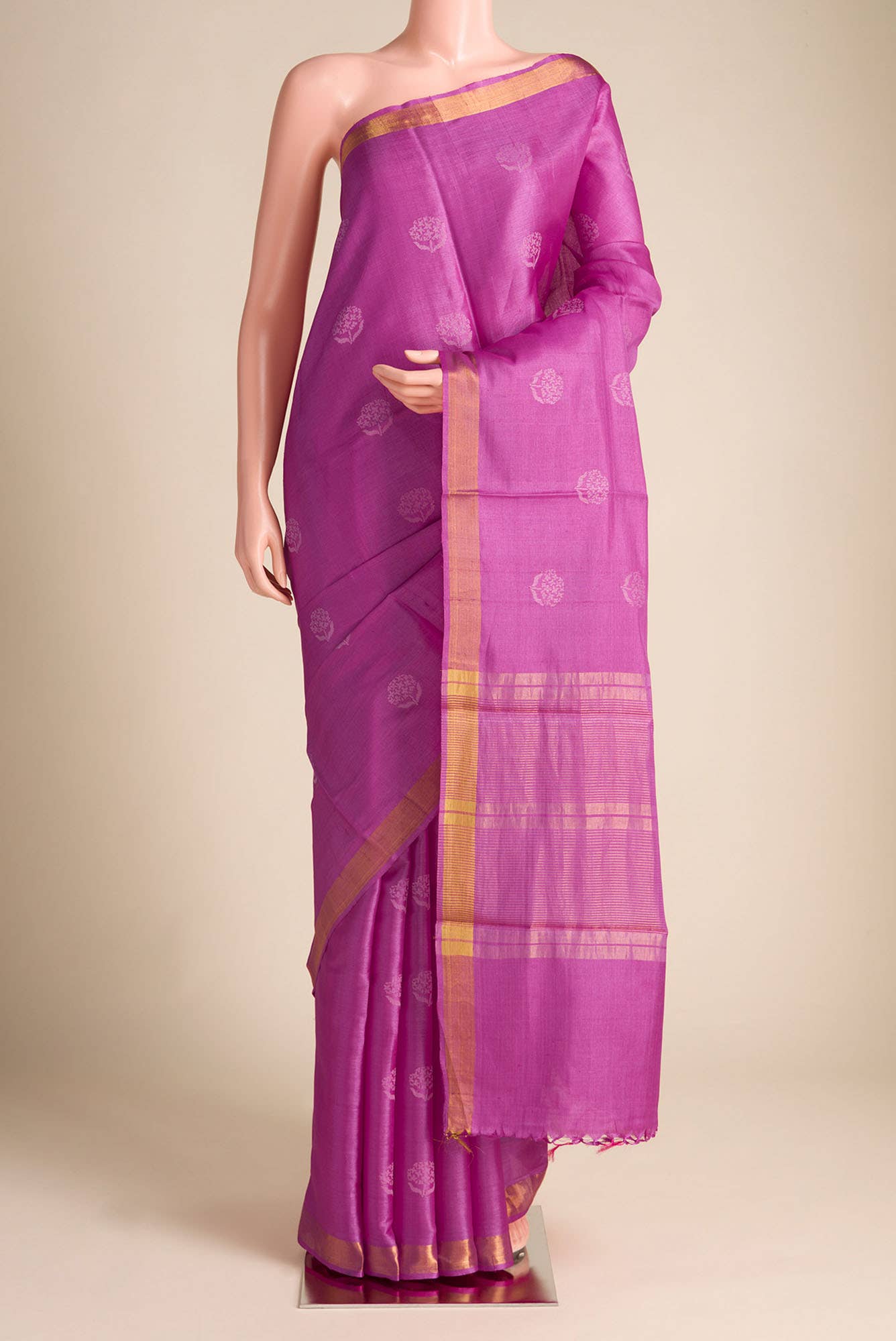 Orchard Orchestra-Pink Bhagalpuri Tussar Silk Saree