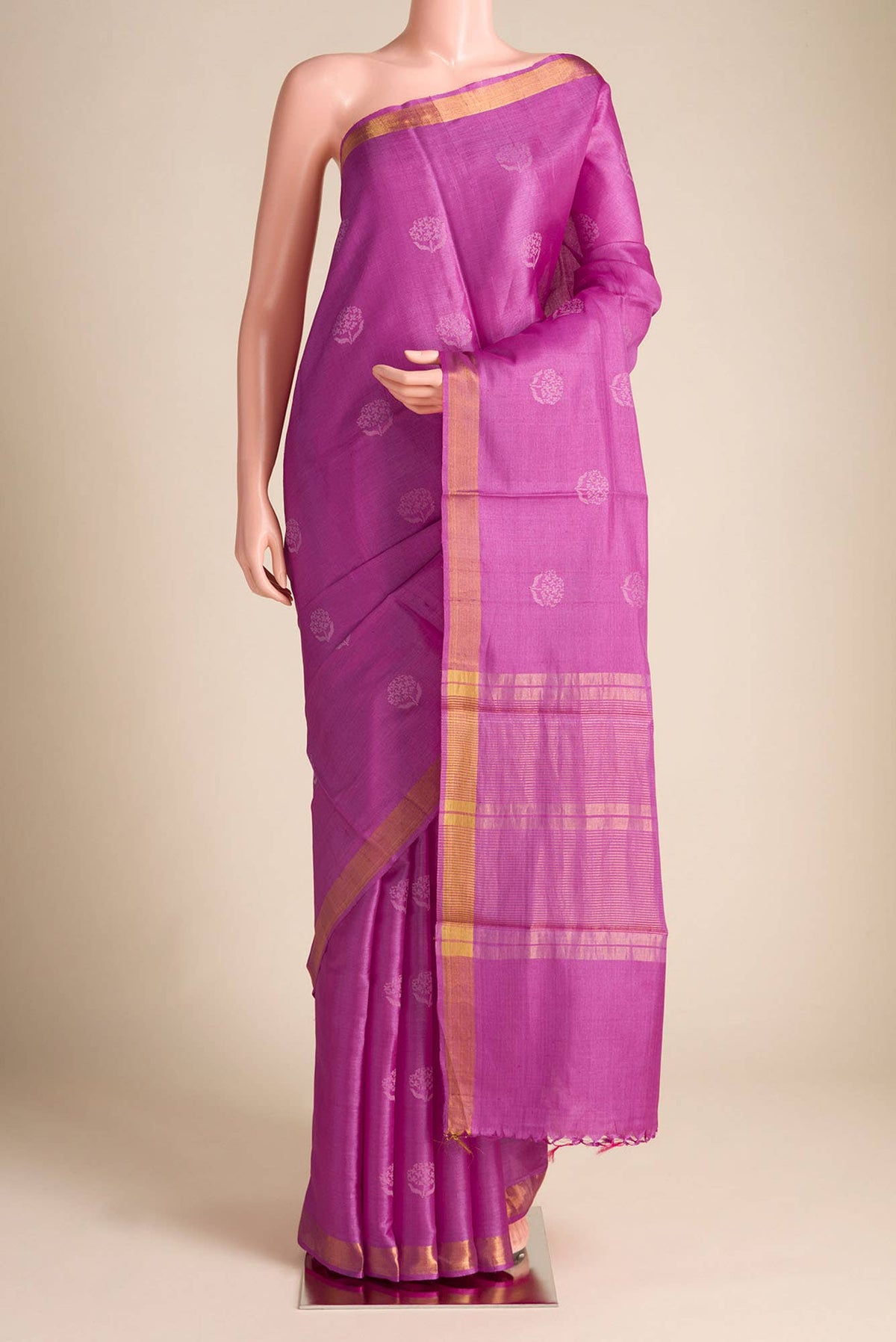 Orchard Orchestra-Pink Bhagalpuri Tussar Silk Saree
