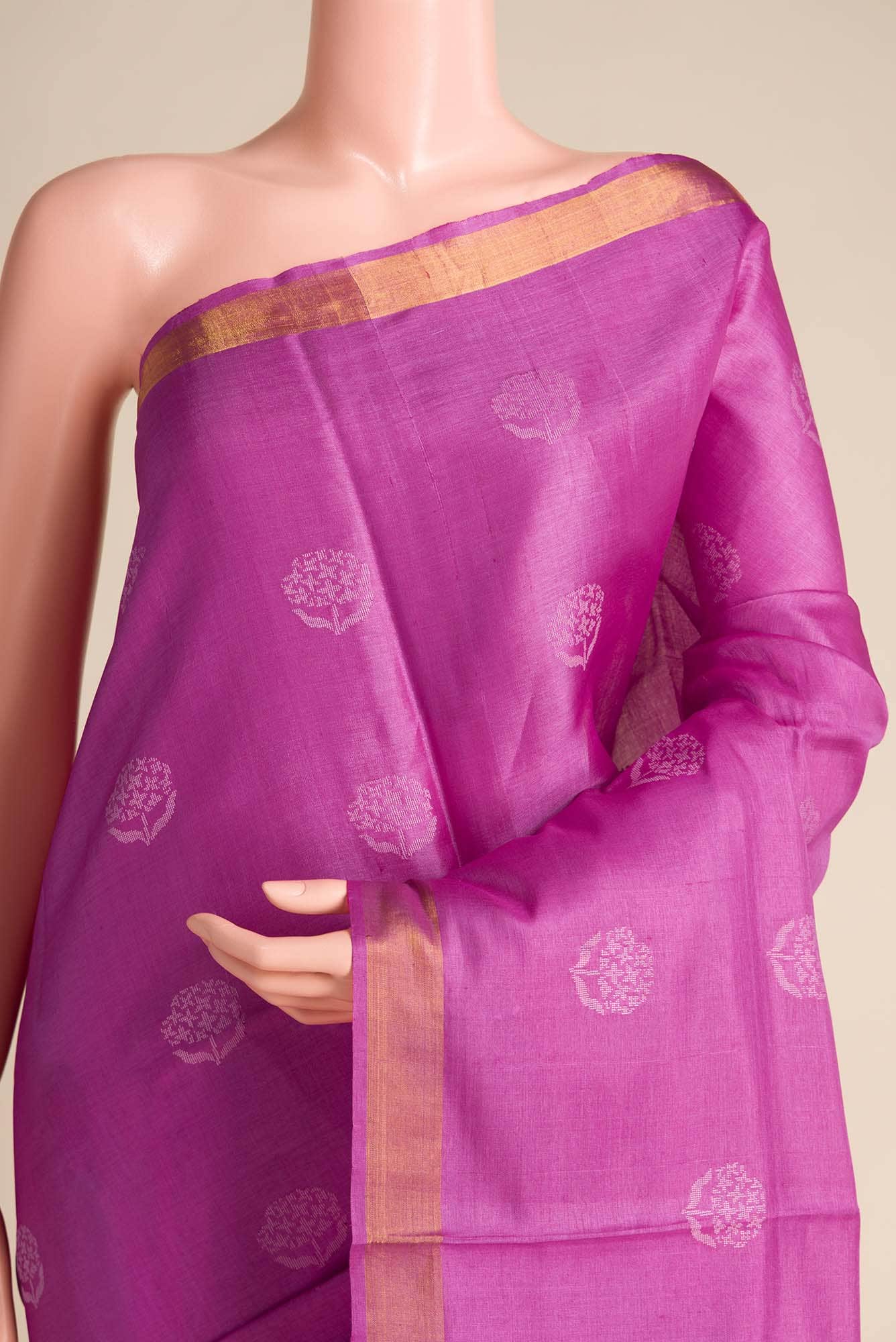 Orchard Orchestra-Pink Bhagalpuri Tussar Silk Saree