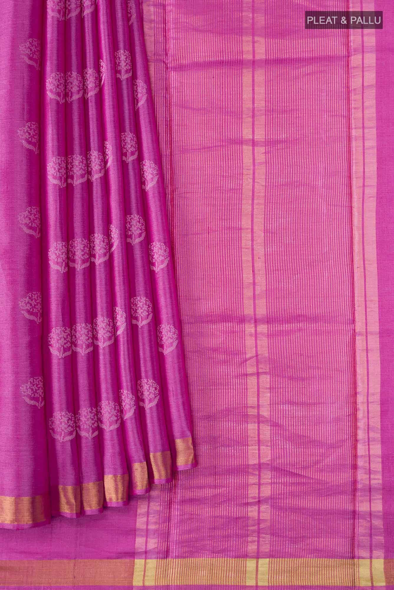 Orchard Orchestra-Pink Bhagalpuri Tussar Silk Saree