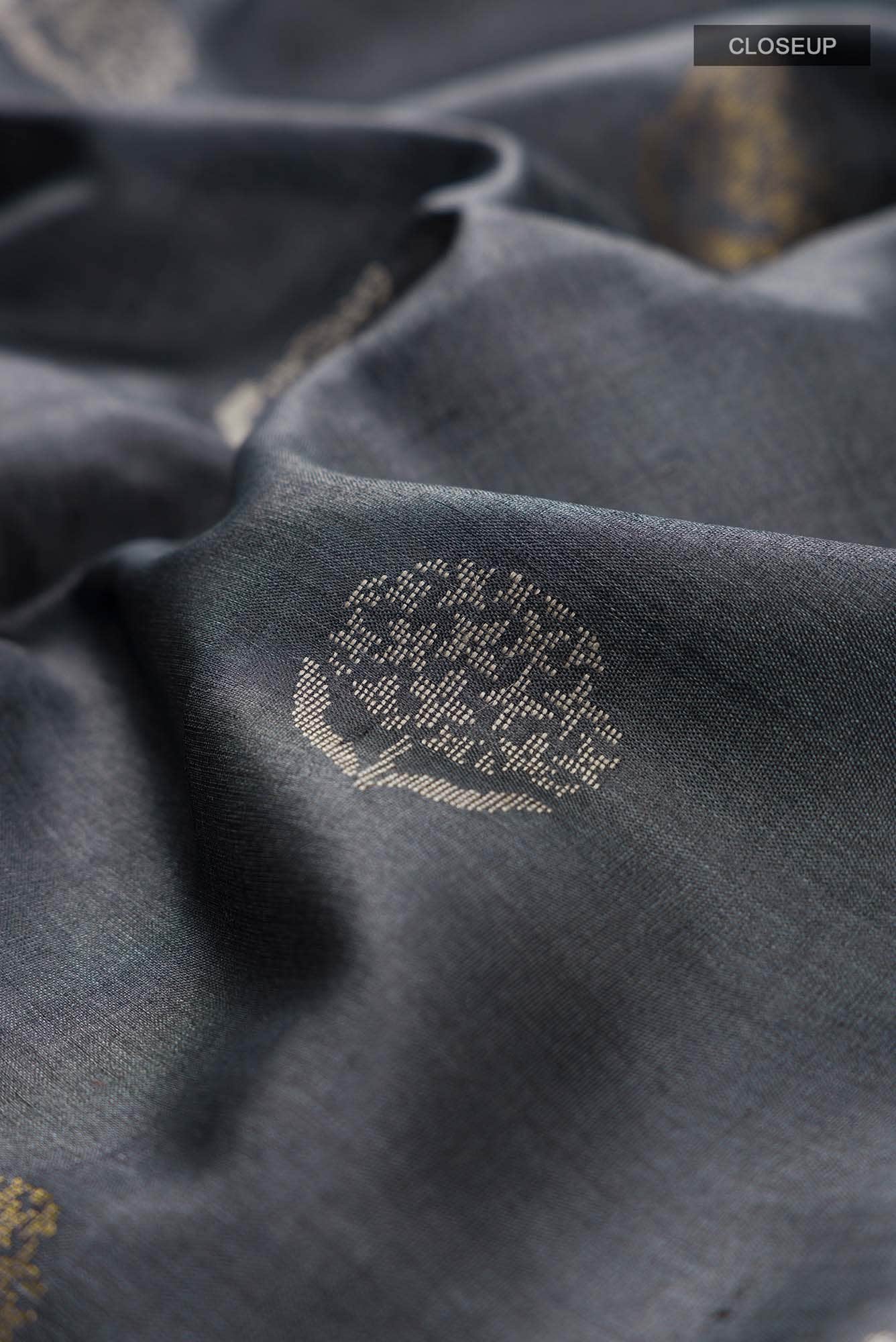 Orchard Orchestra-Grey Bhagalpuri Tussar Silk Saree