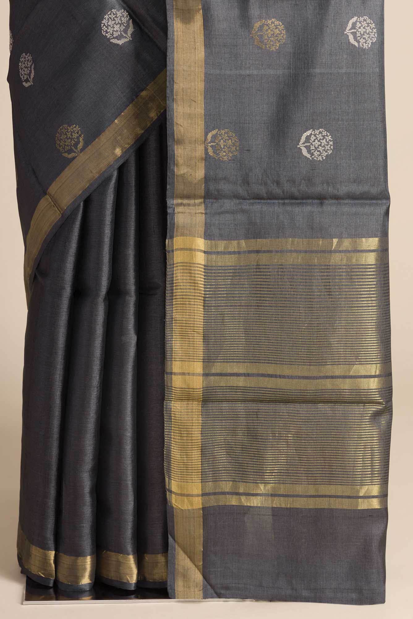 Orchard Orchestra-Grey Bhagalpuri Tussar Silk Saree