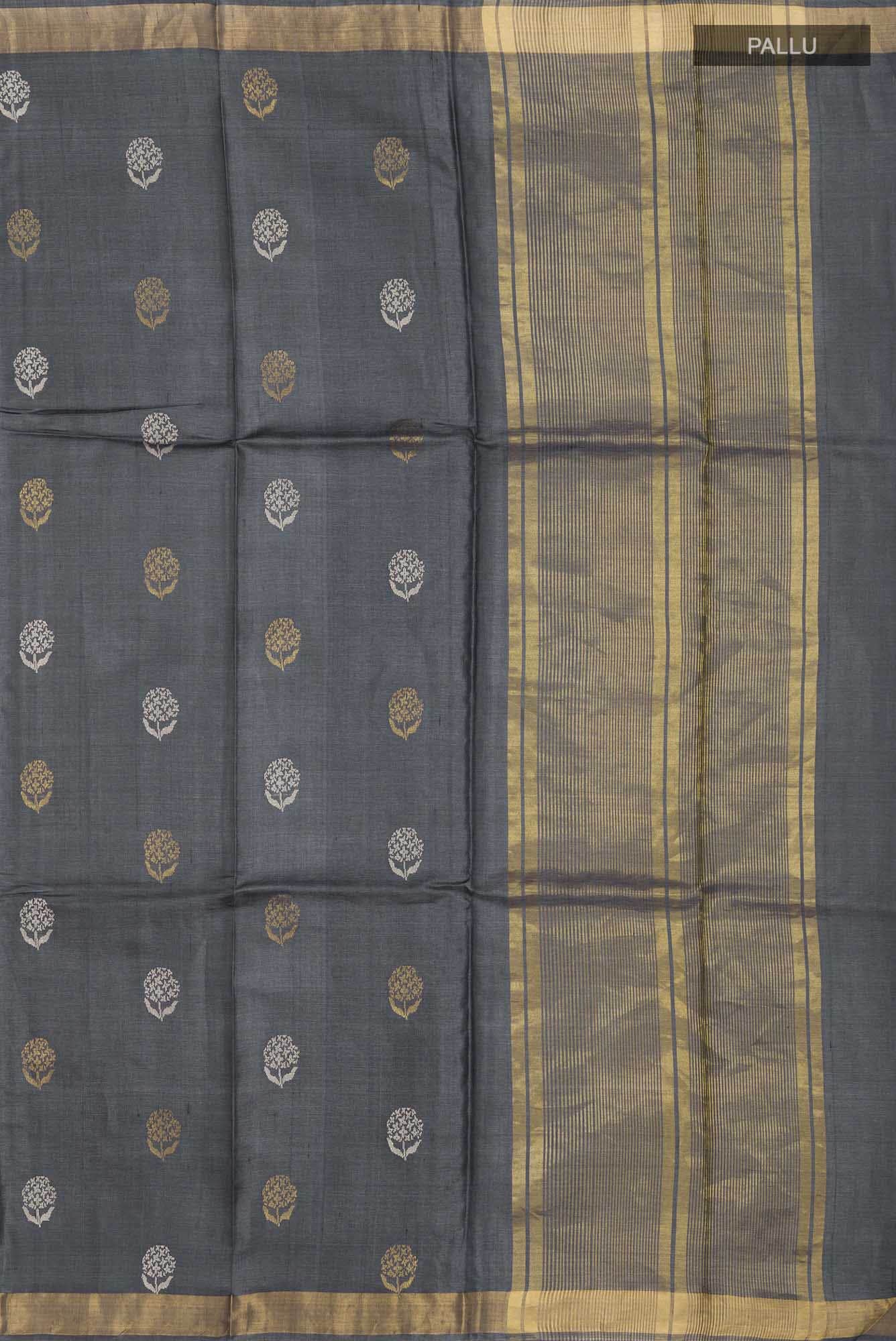 Orchard Orchestra-Grey Bhagalpuri Tussar Silk Saree