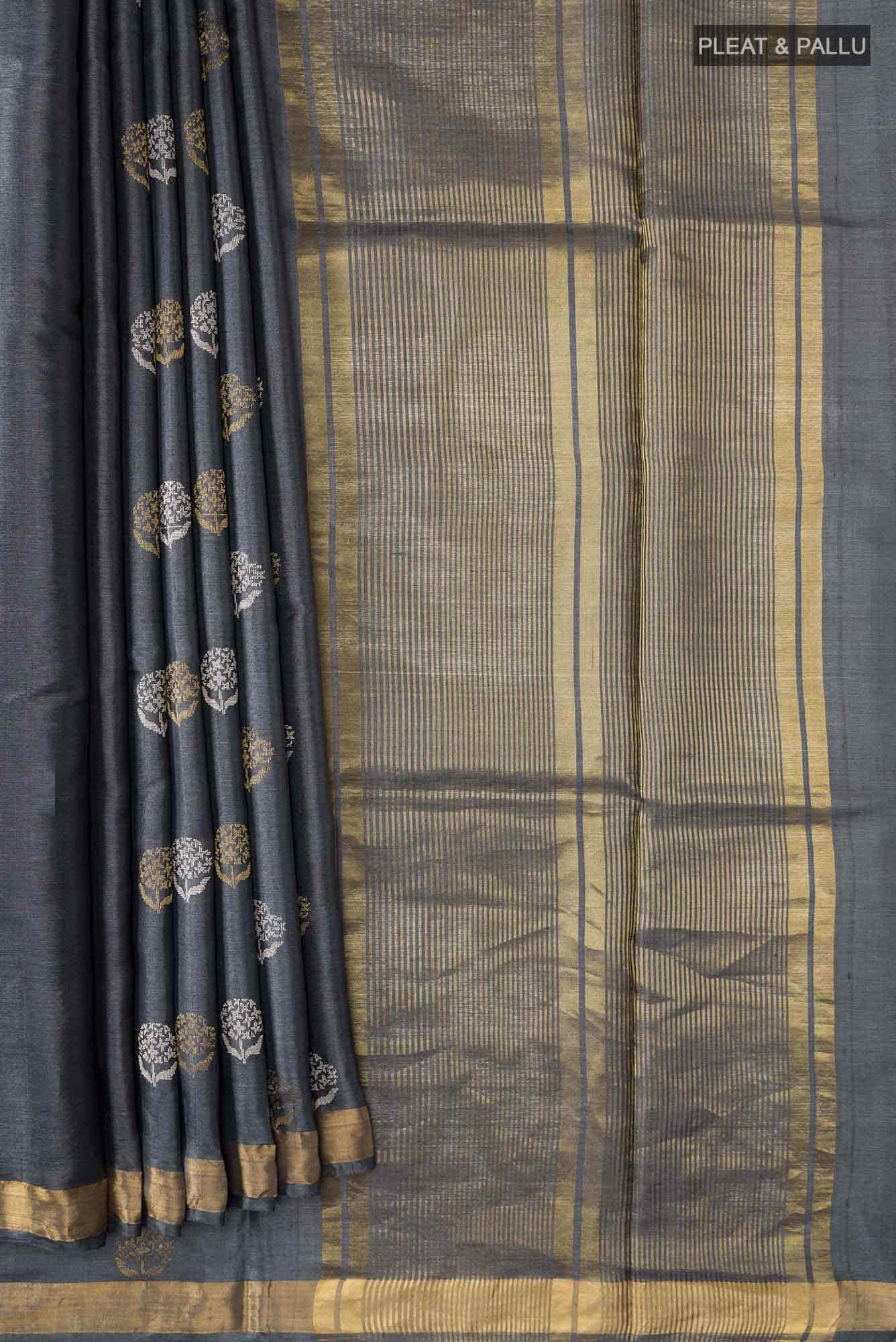 Orchard Orchestra-Grey Bhagalpuri Tussar Silk Saree