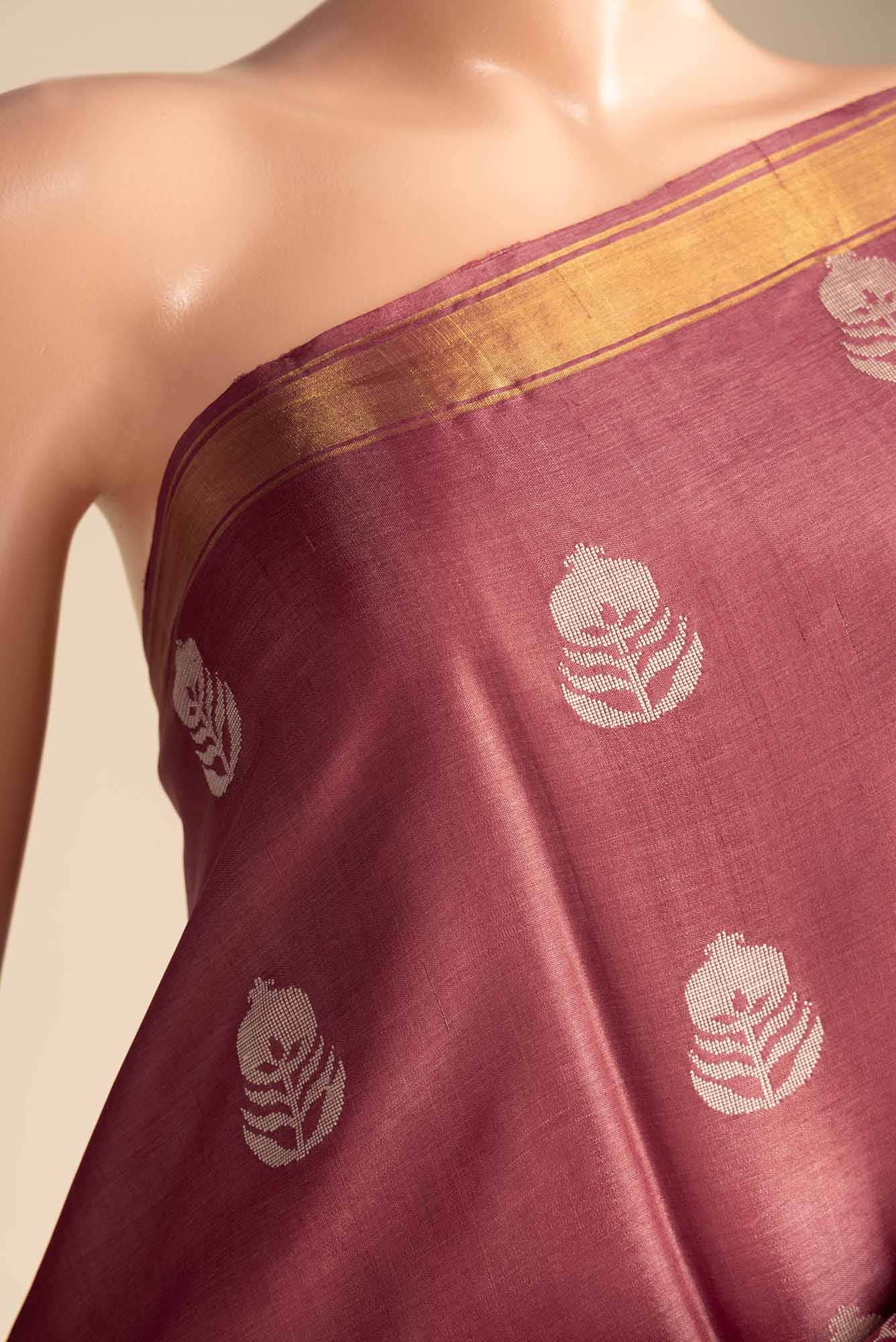 Pomegrante Poetry-Rust Bhagalpuri Tussar Silk Saree