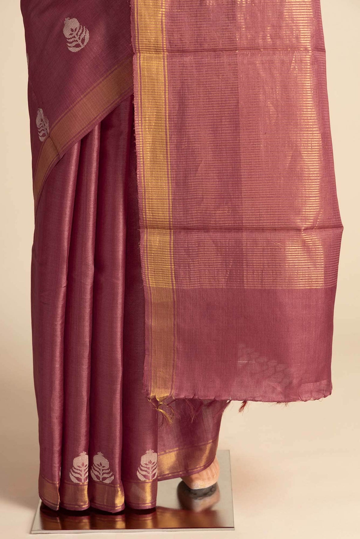 Pomegrante Poetry-Rust Bhagalpuri Tussar Silk Saree