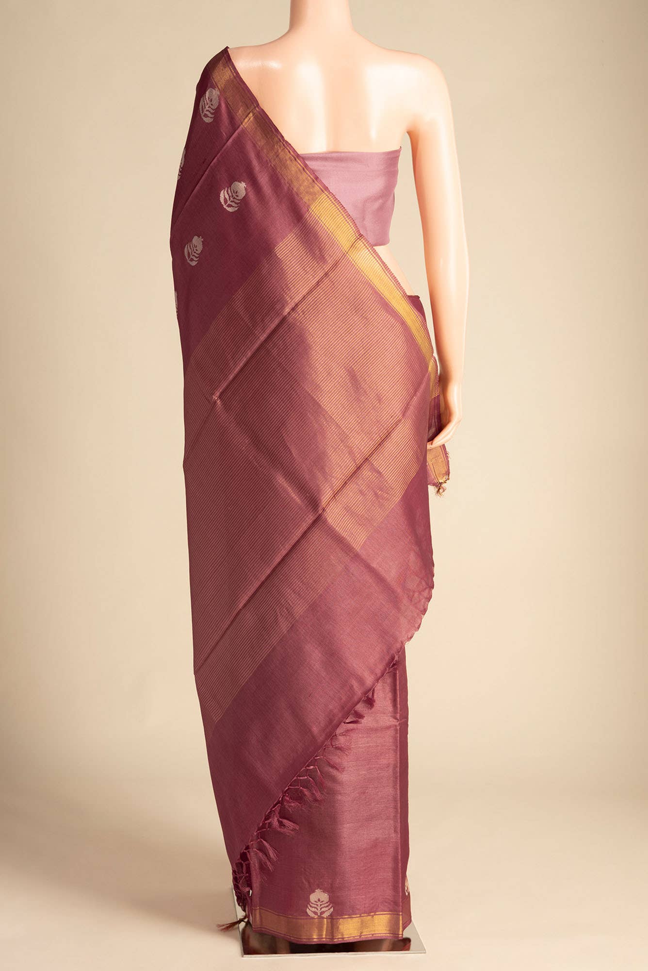 Pomegrante Poetry-Rust Bhagalpuri Tussar Silk Saree