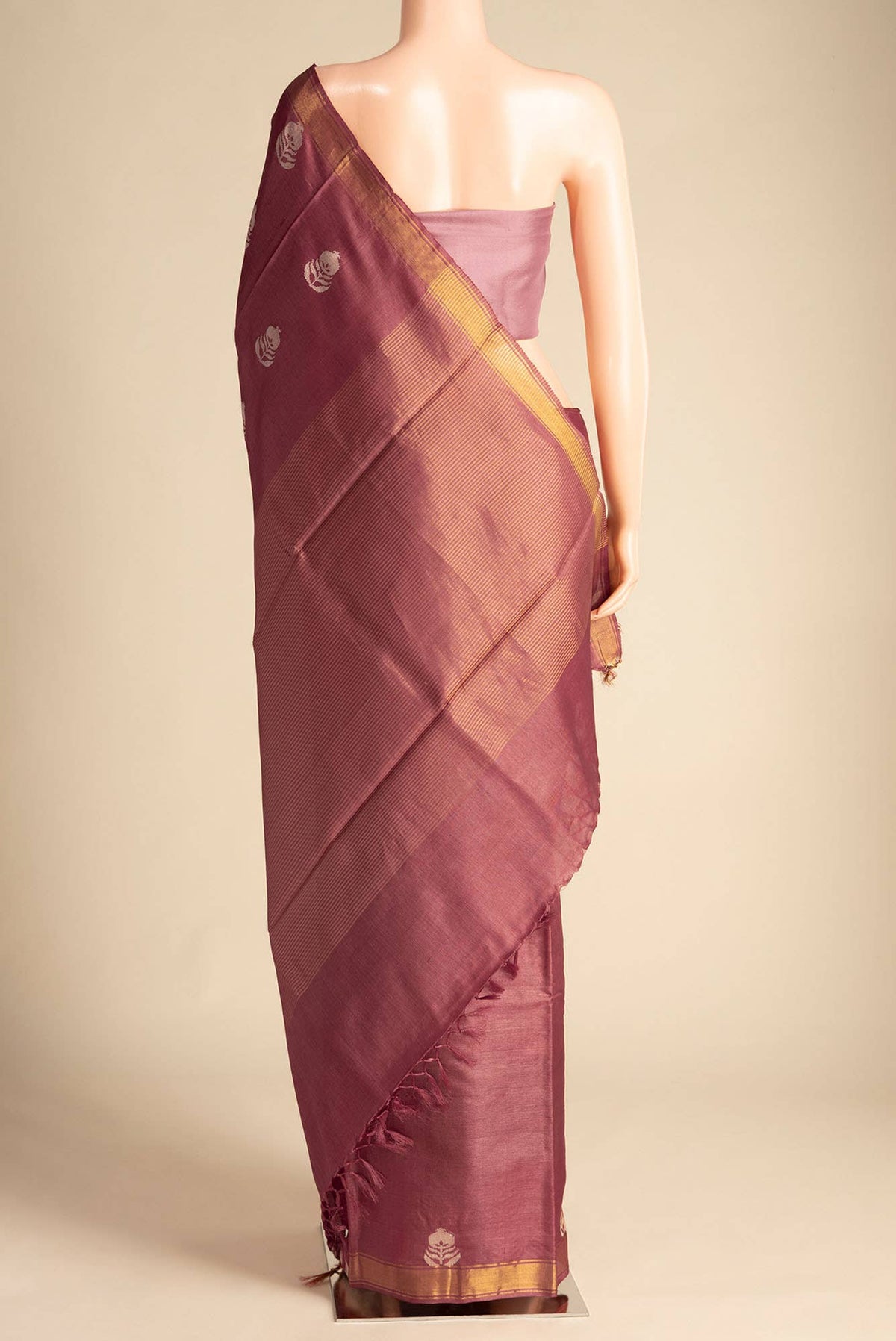 Pomegrante Poetry-Rust Bhagalpuri Tussar Silk Saree