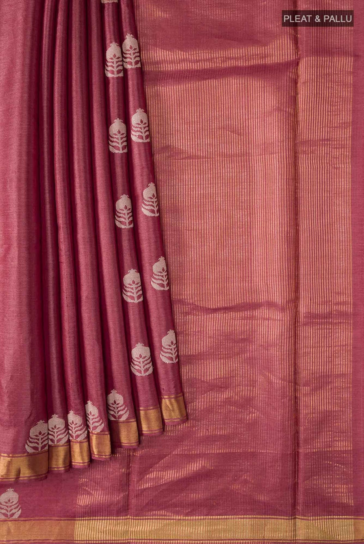 Pomegrante Poetry-Rust Bhagalpuri Tussar Silk Saree