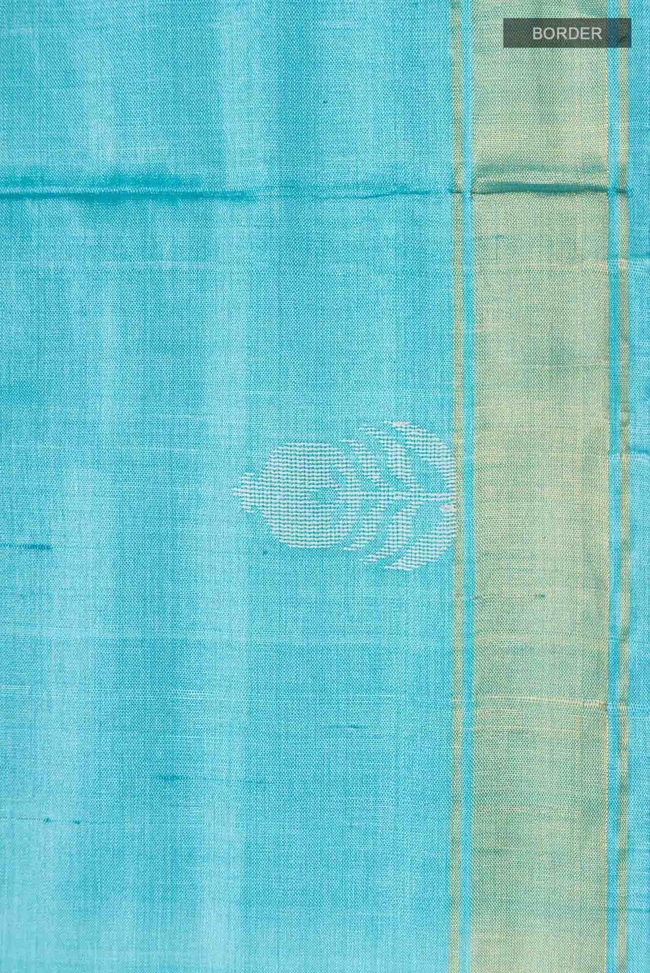 Pomegrante Poetry-Blue Bhagalpuri Tussar Silk Saree