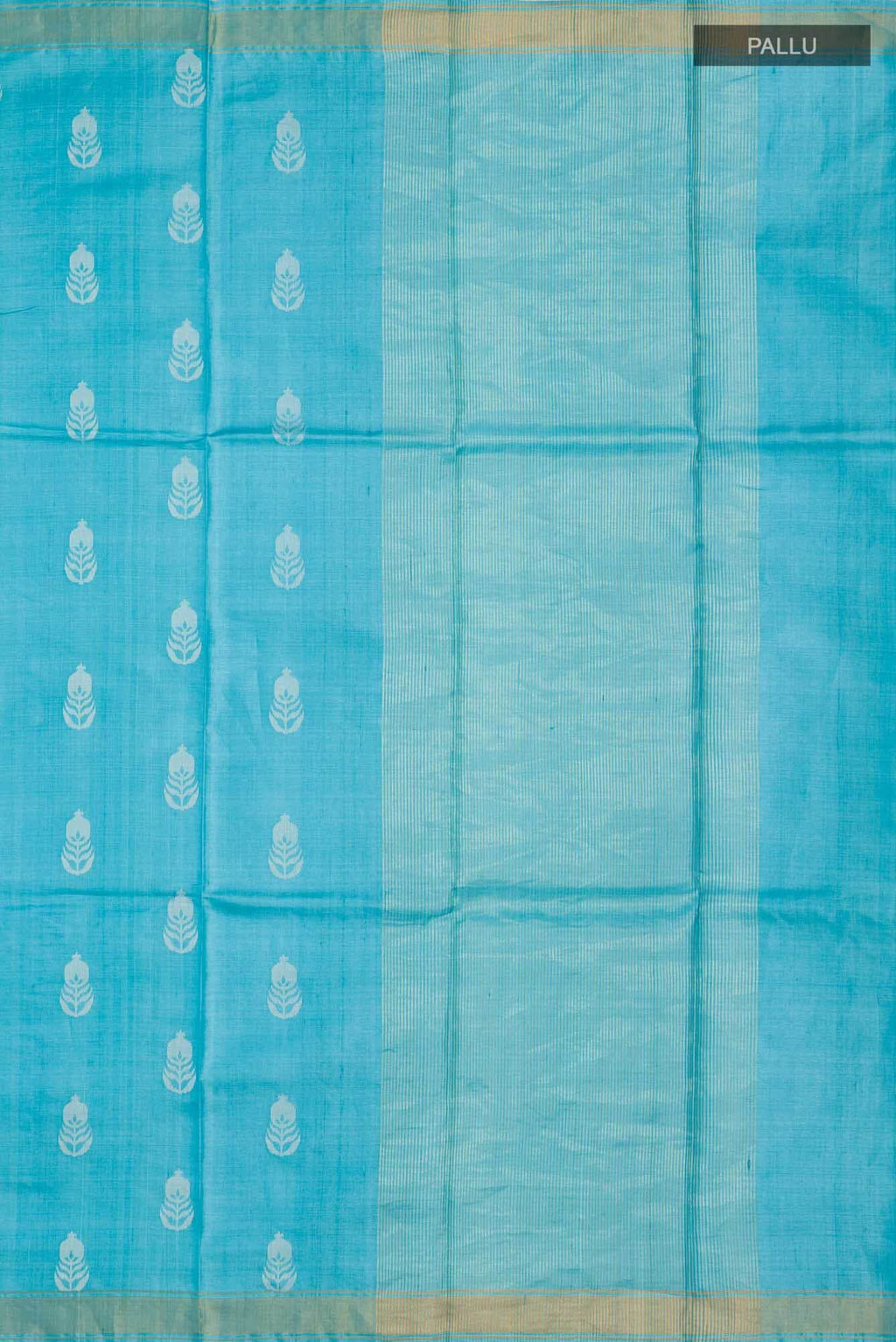 Pomegrante Poetry-Blue Bhagalpuri Tussar Silk Saree
