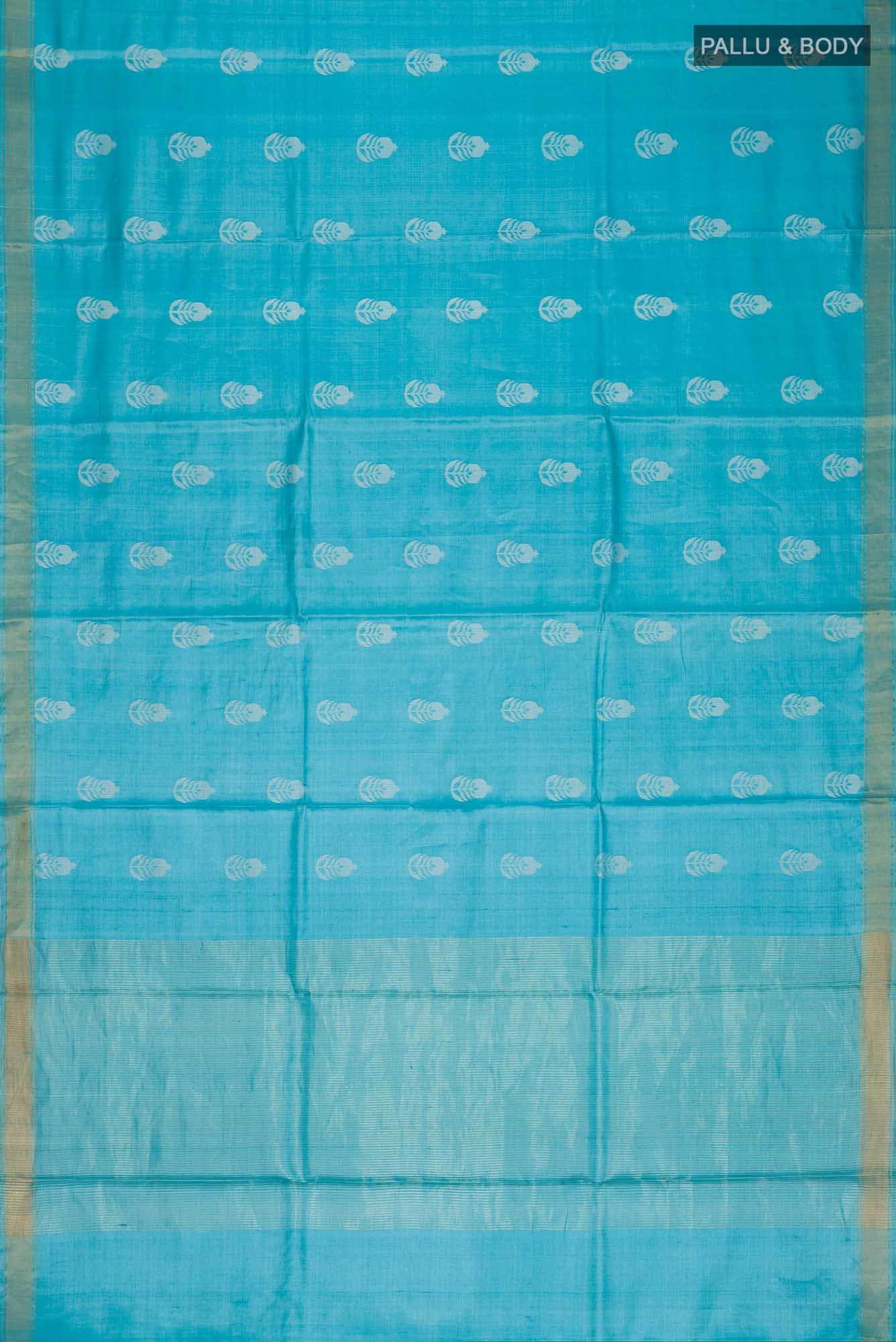 Pomegrante Poetry-Blue Bhagalpuri Tussar Silk Saree