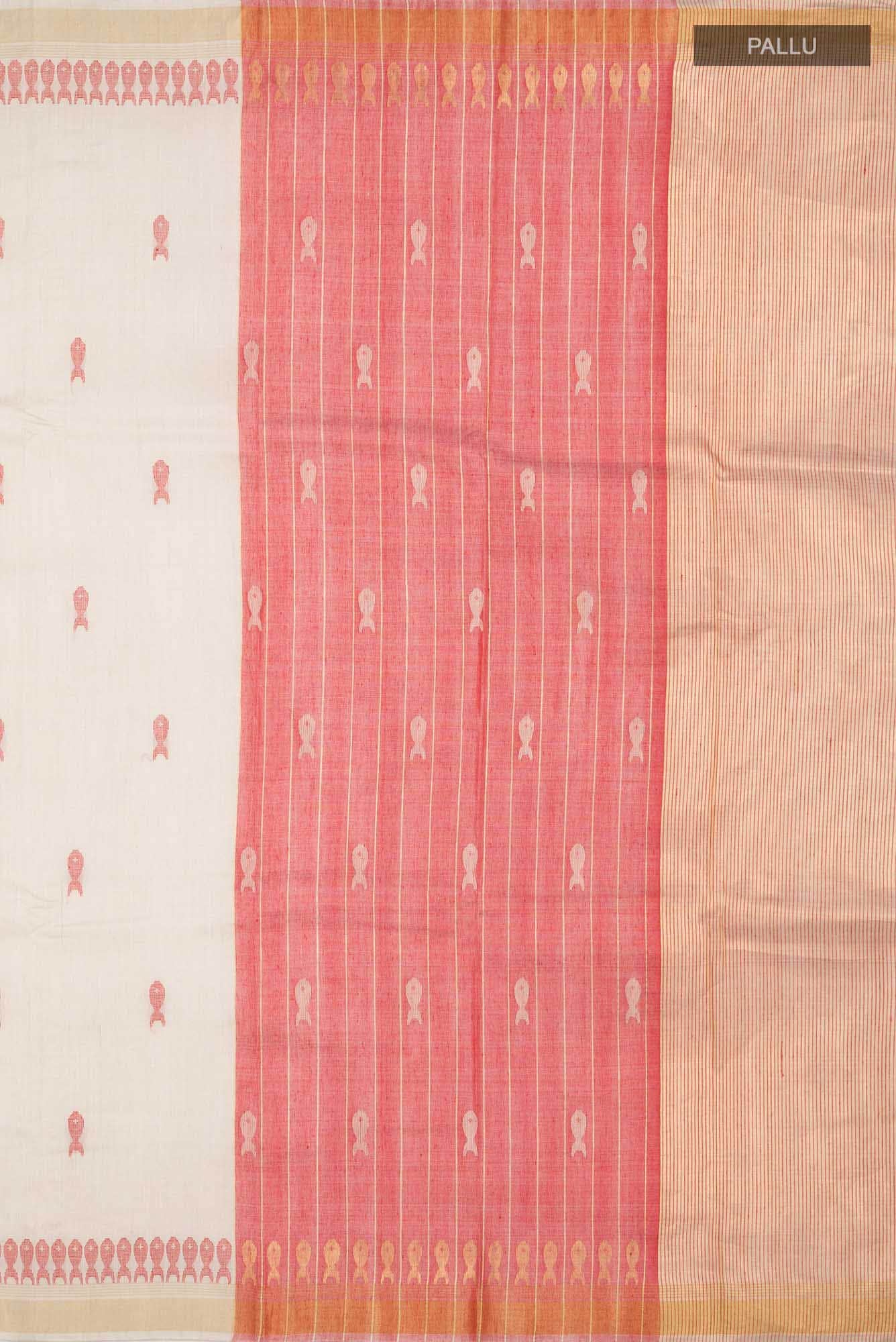 Pisces in Paris-Beige Bhagalpuri Tussar Silk Saree