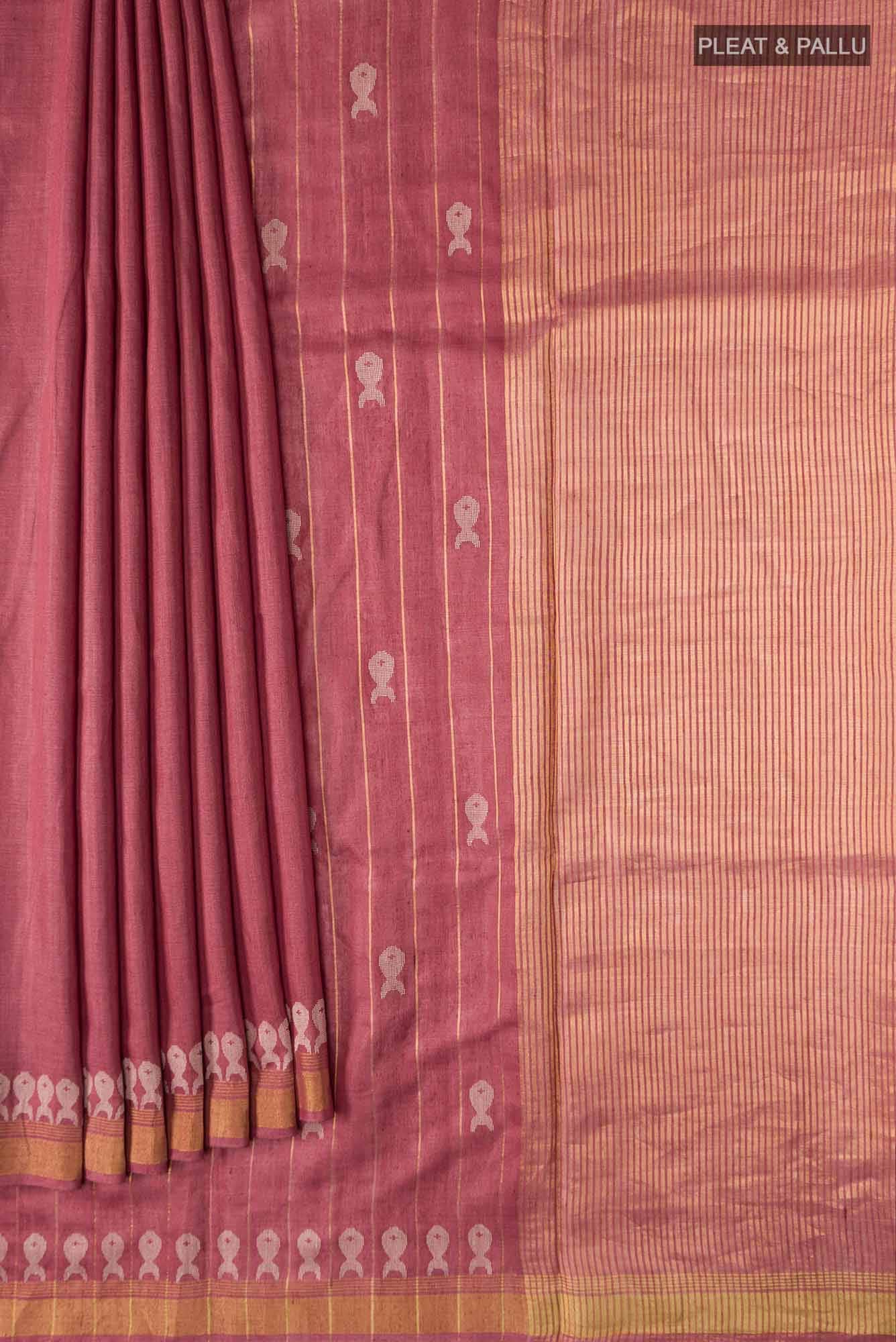 Pisces in Paris-Rust Bhagalpuri Tussar Silk Saree