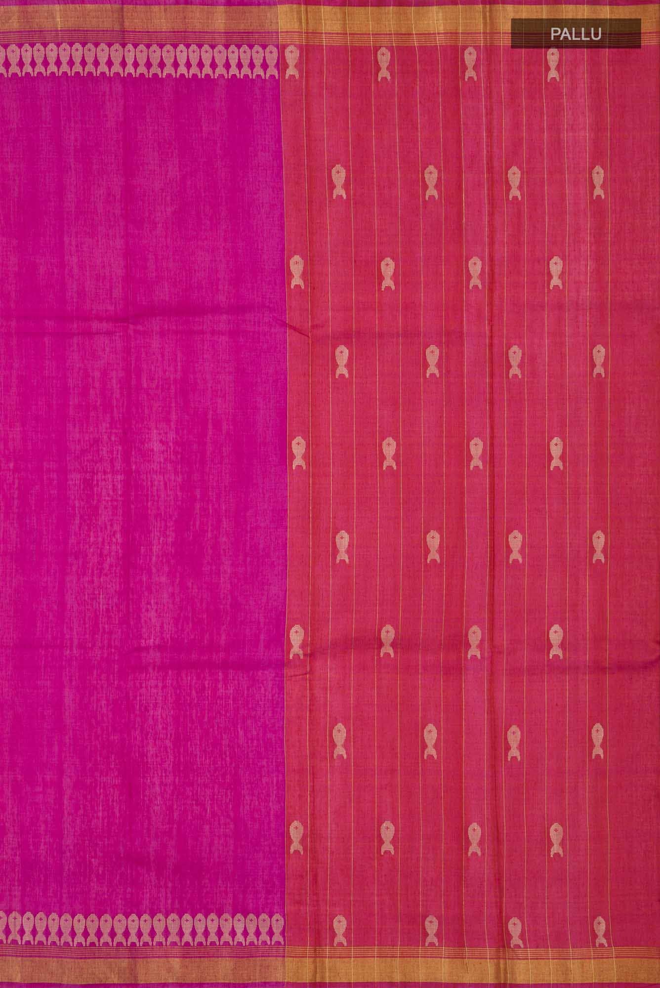 Pisces in Paris-Magenta Bhagalpuri Tussar Silk Saree