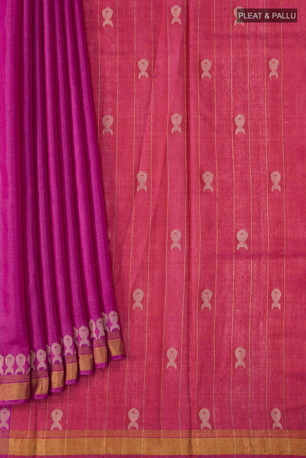 Pisces in Paris-Magenta Bhagalpuri Tussar Silk Saree