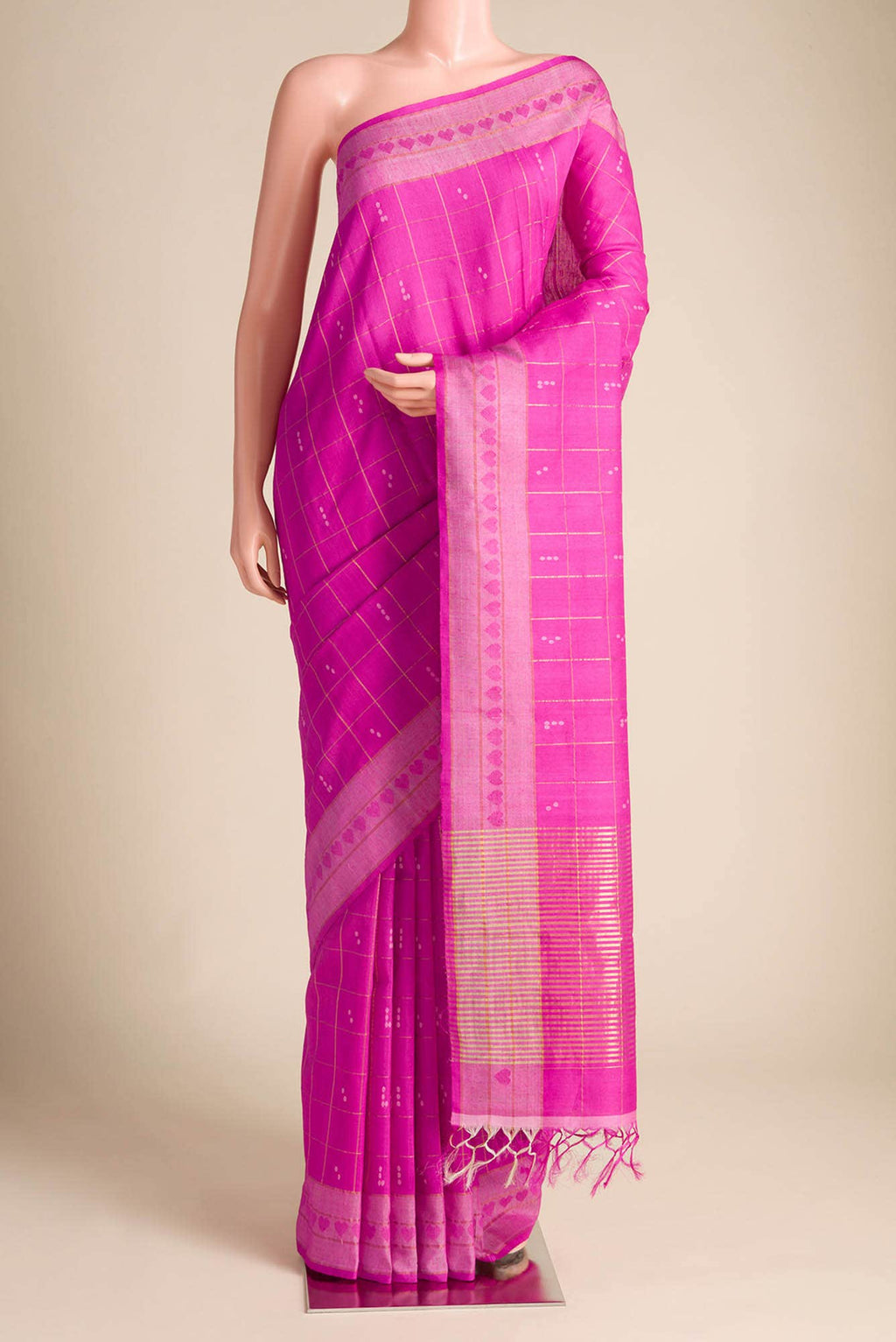 Touch of love-Pink Bhagalpuri Tussar Silk Saree