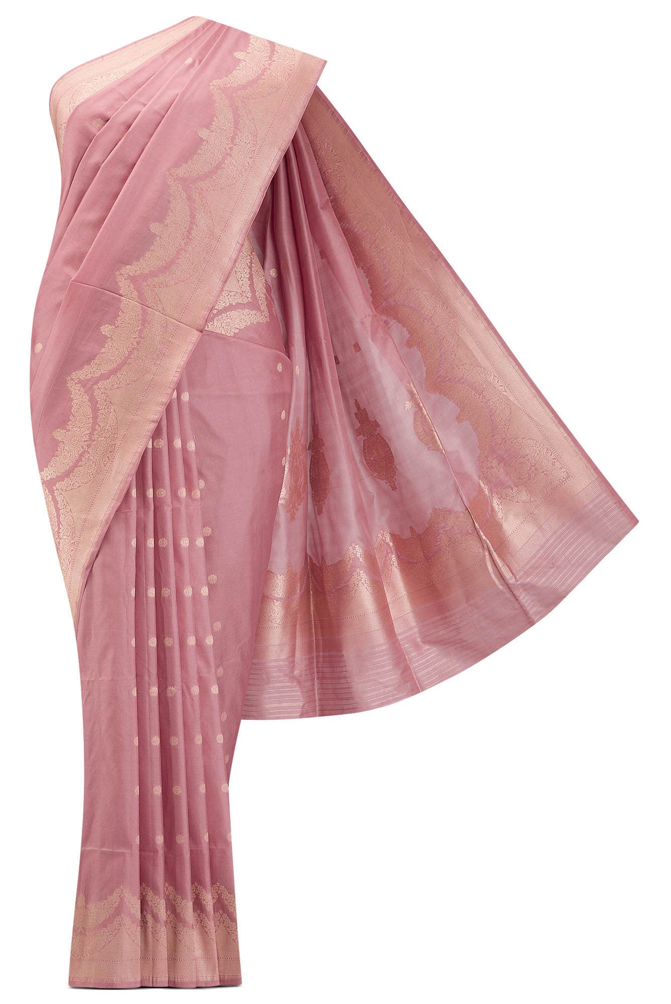 Vibhushita-Peach Banarasi Silk Saree