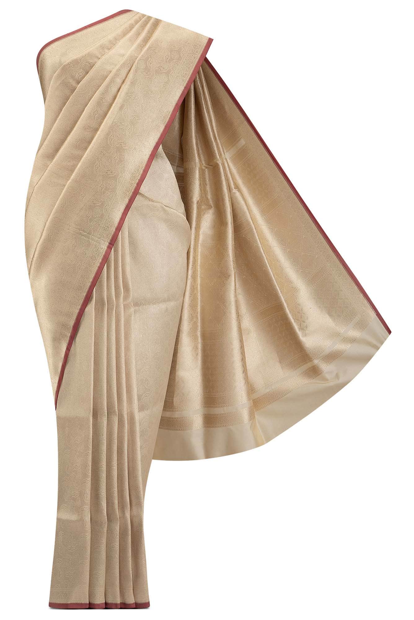 By The Bank of Ganges-Cream Banarasi Silk Saree