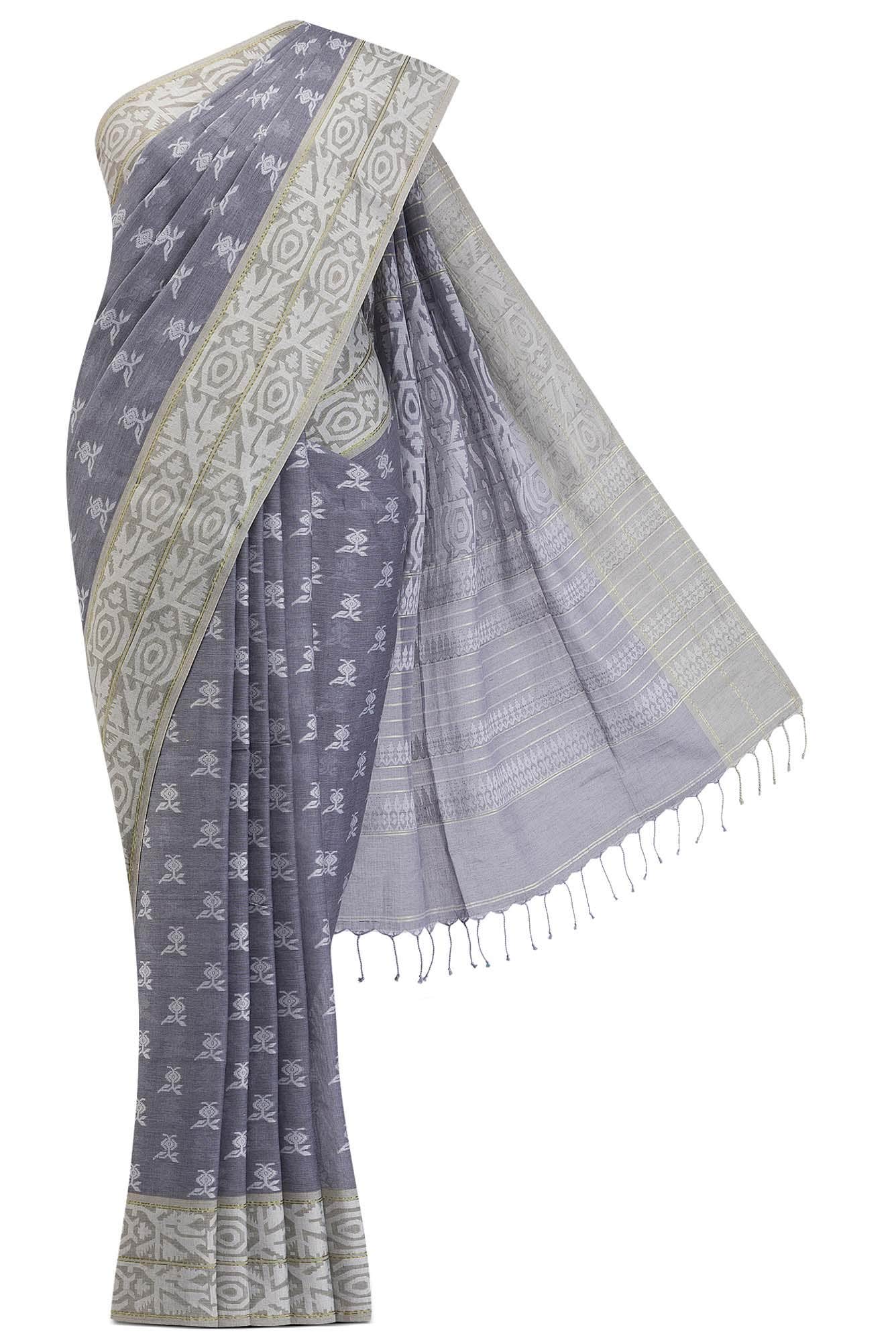 Aradhana-Grey Bengal Cotton Saree