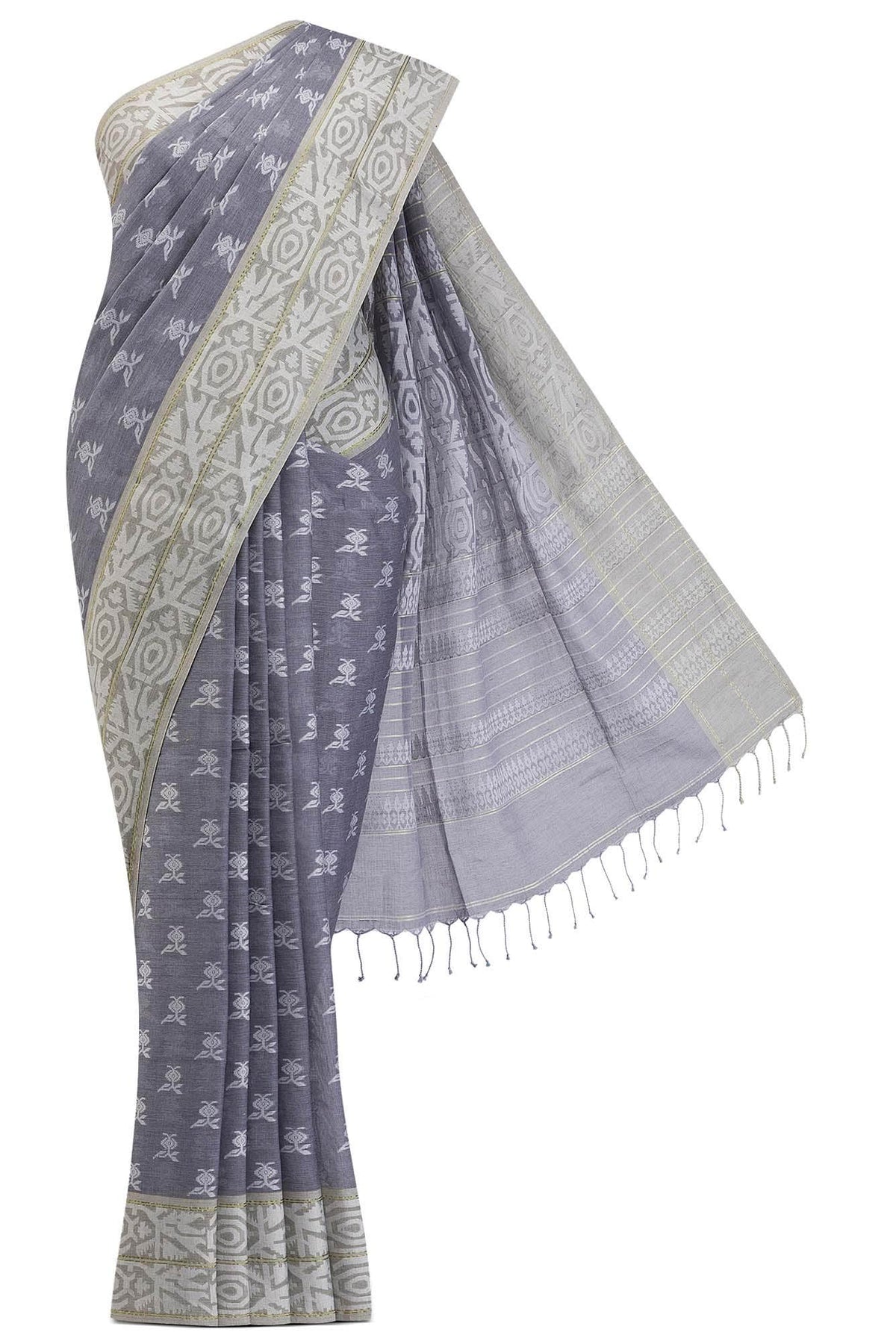 Aradhana-Grey Bengal Cotton Saree