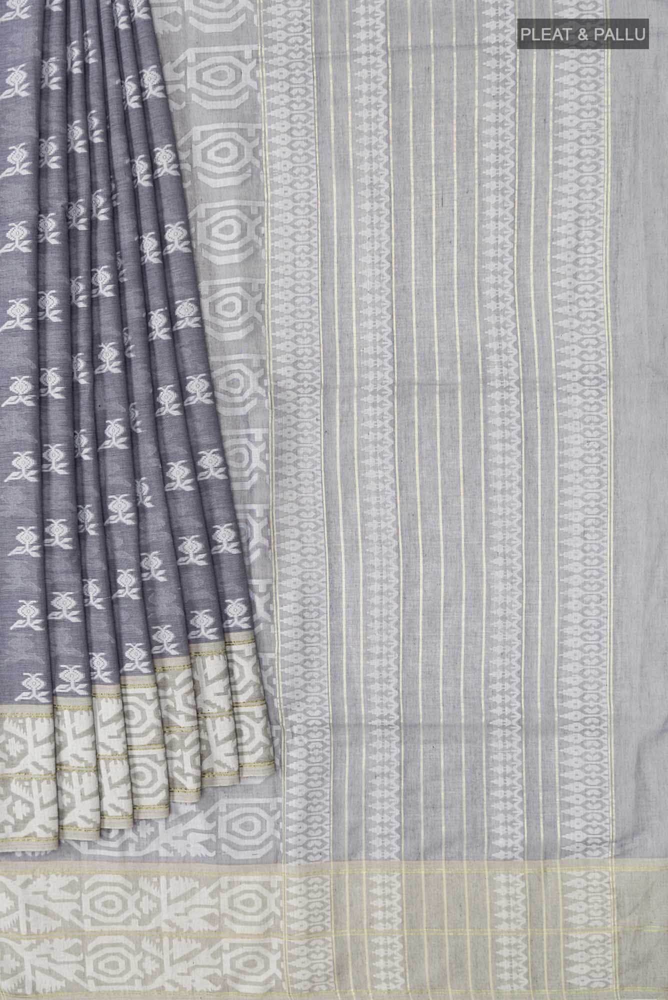 Aradhana-Grey Bengal Cotton Saree