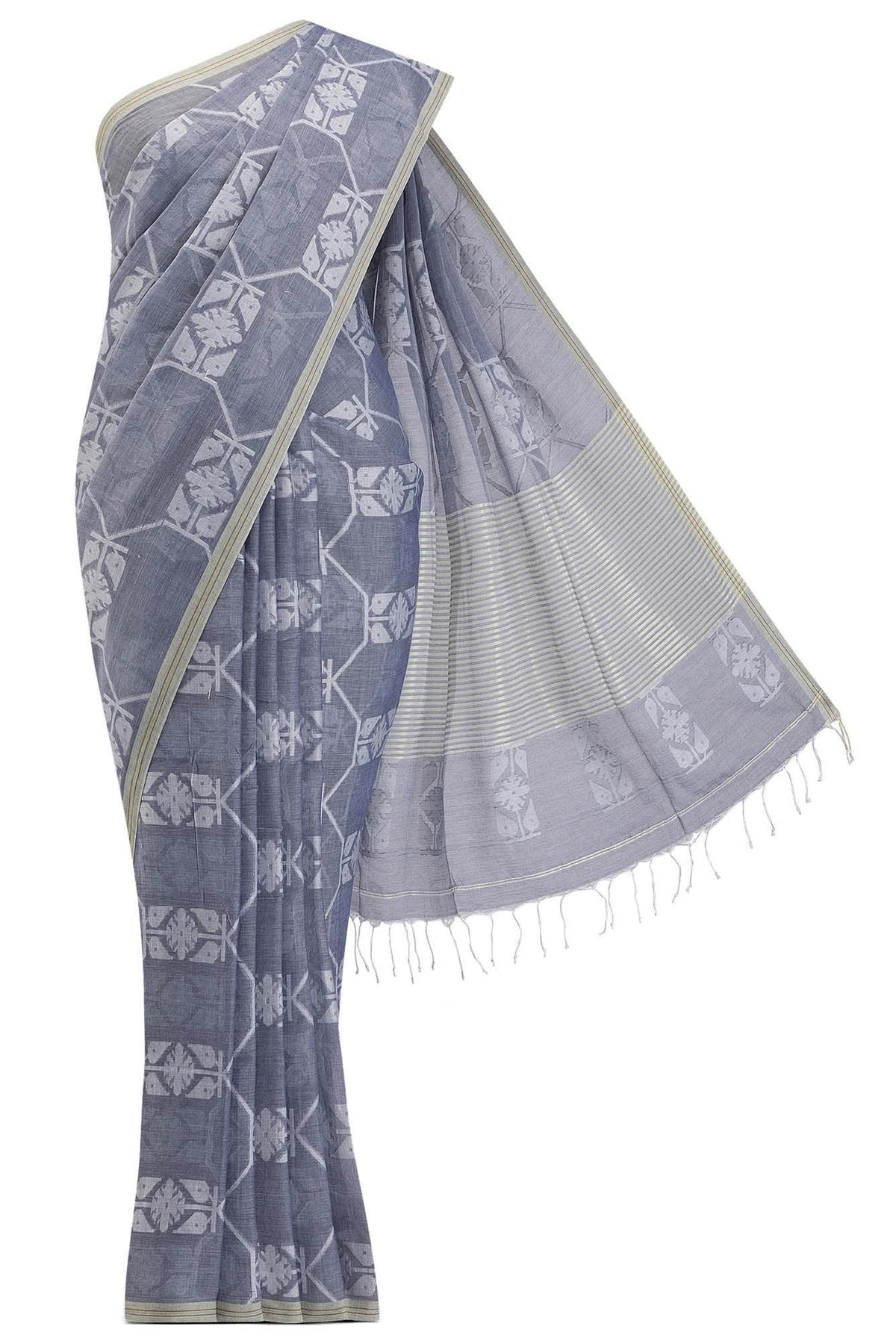 Suman-Grey Bengal Cotton Saree