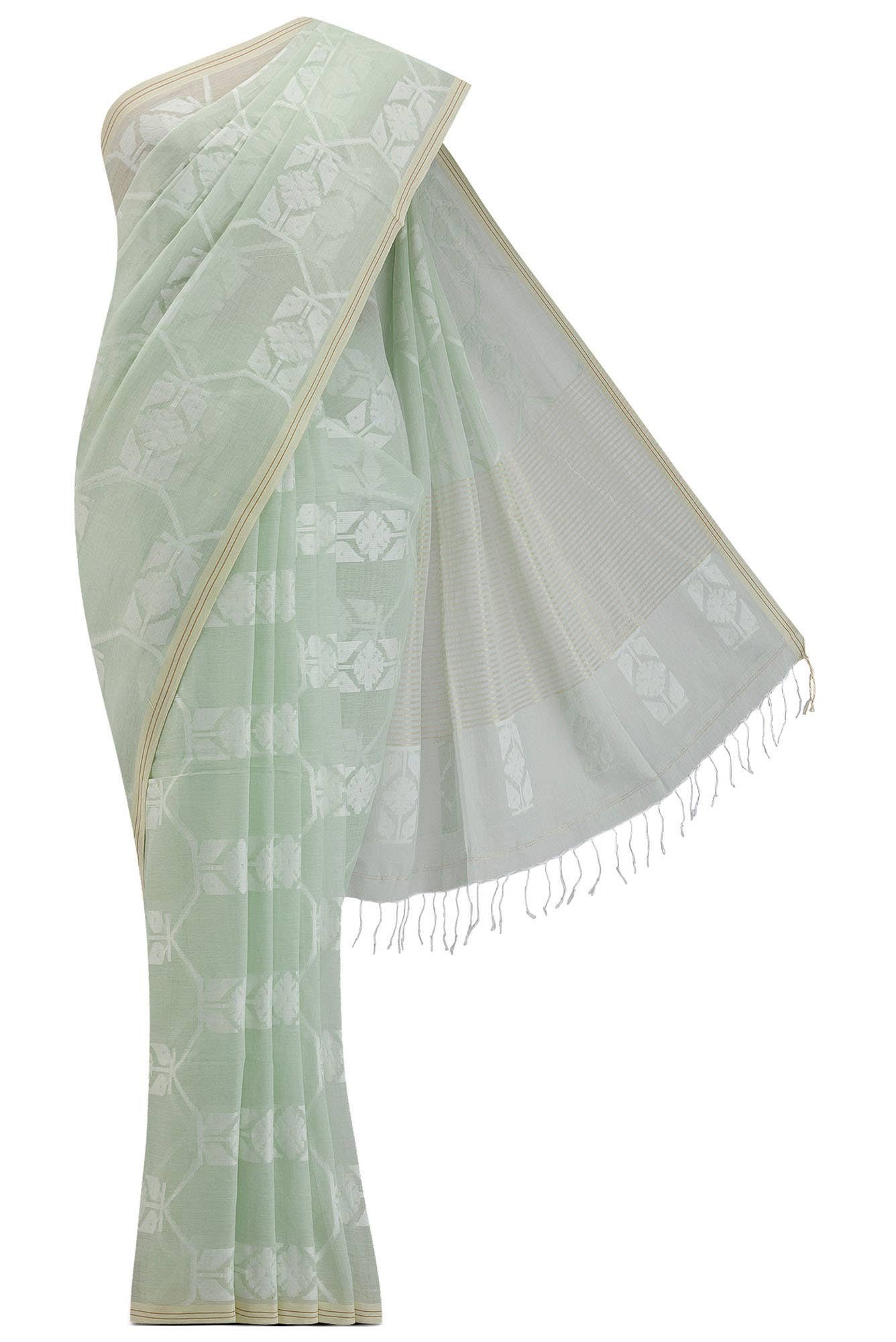 Suman-Mint Green Bengal Cotton Saree