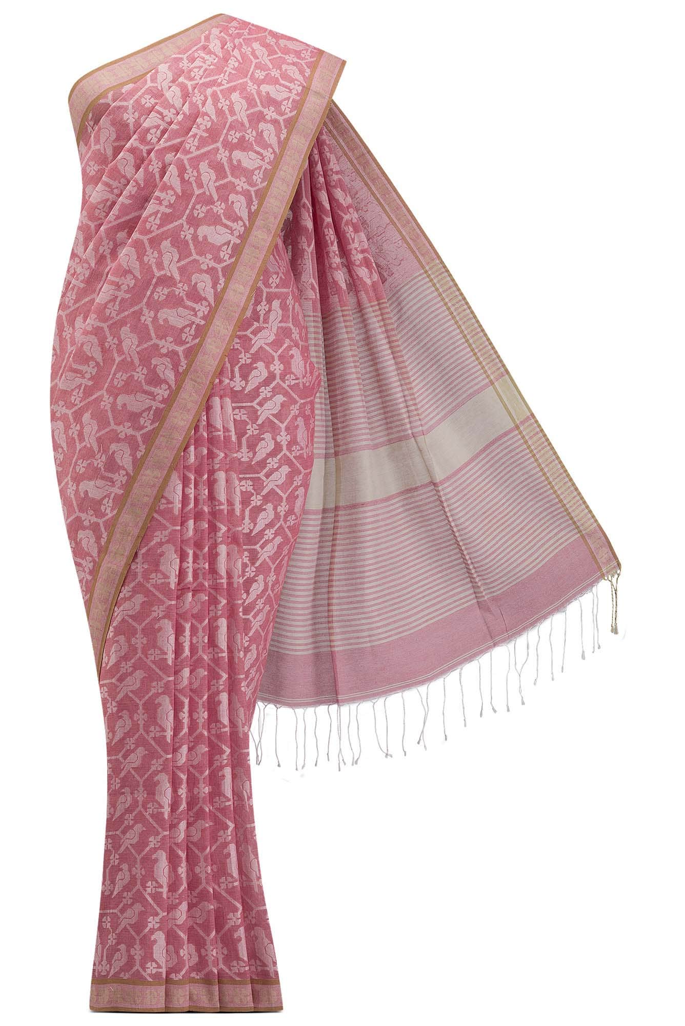 Mrinmayi-Peach Bengal Cotton Saree