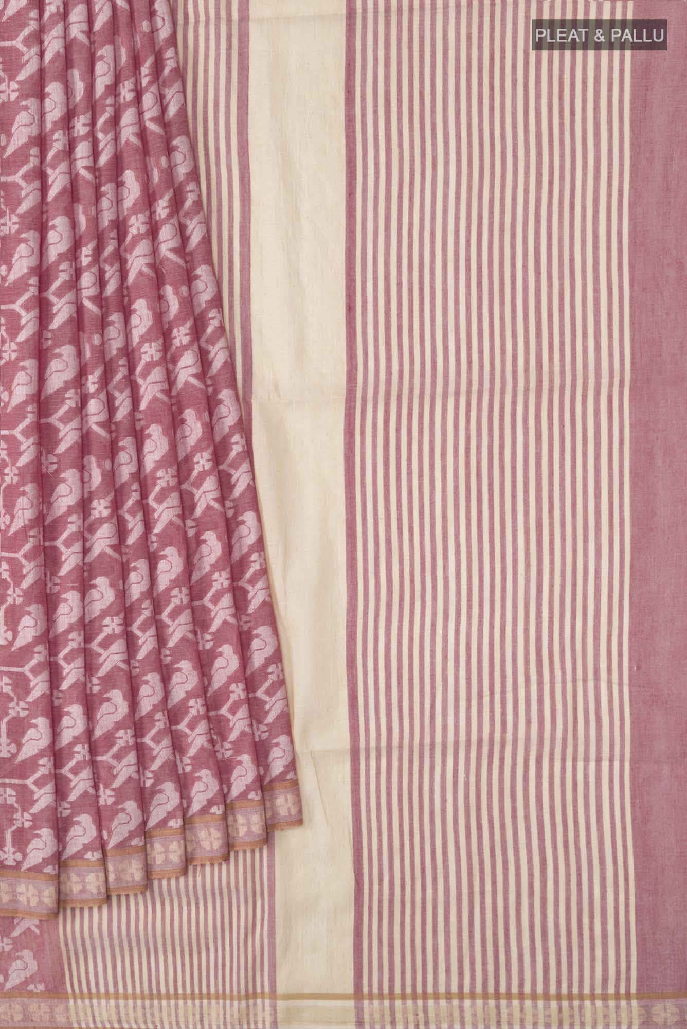 Mrinmayi-Peach Bengal Cotton Saree