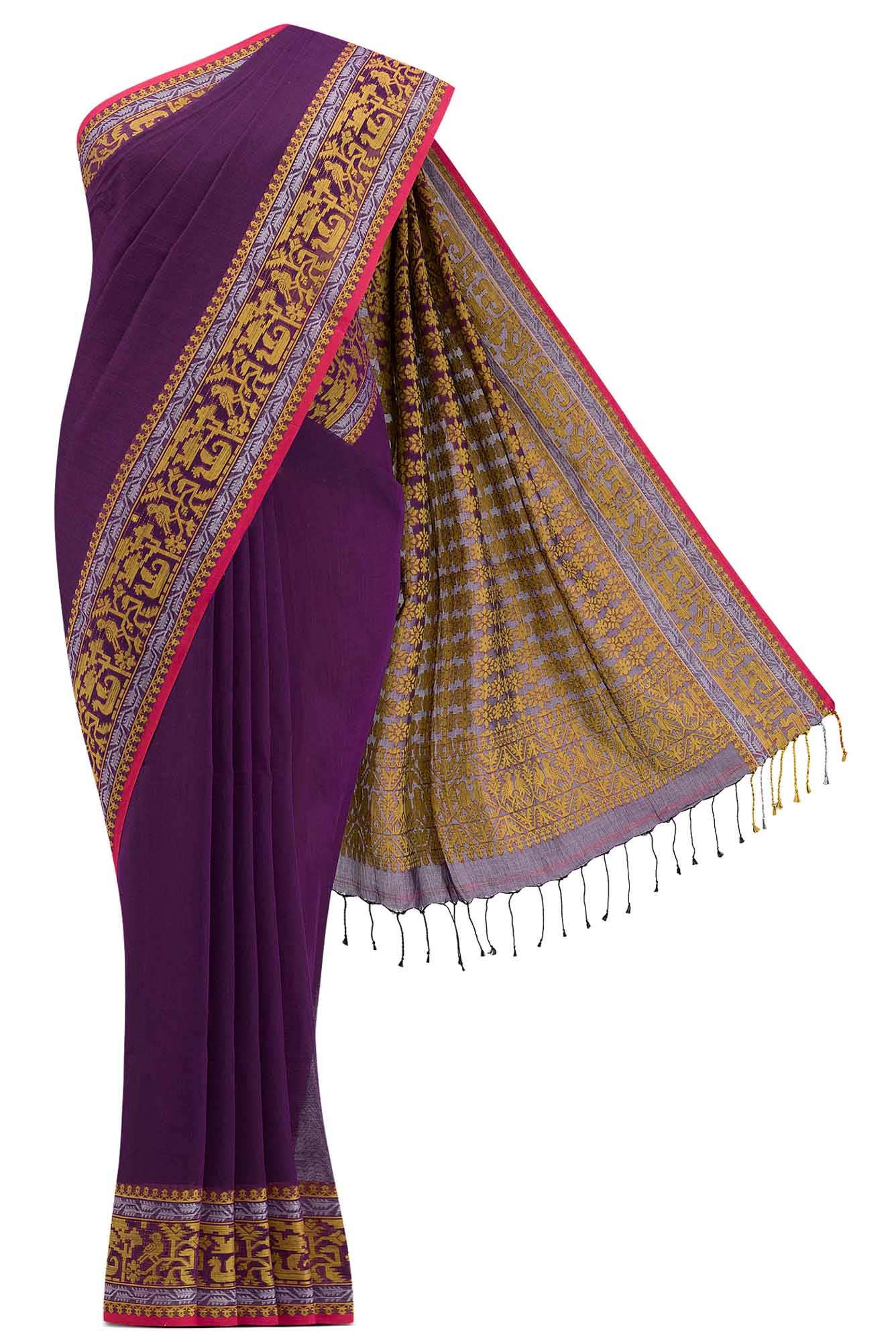 Priyambada-Purple Bengal Cotton Saree